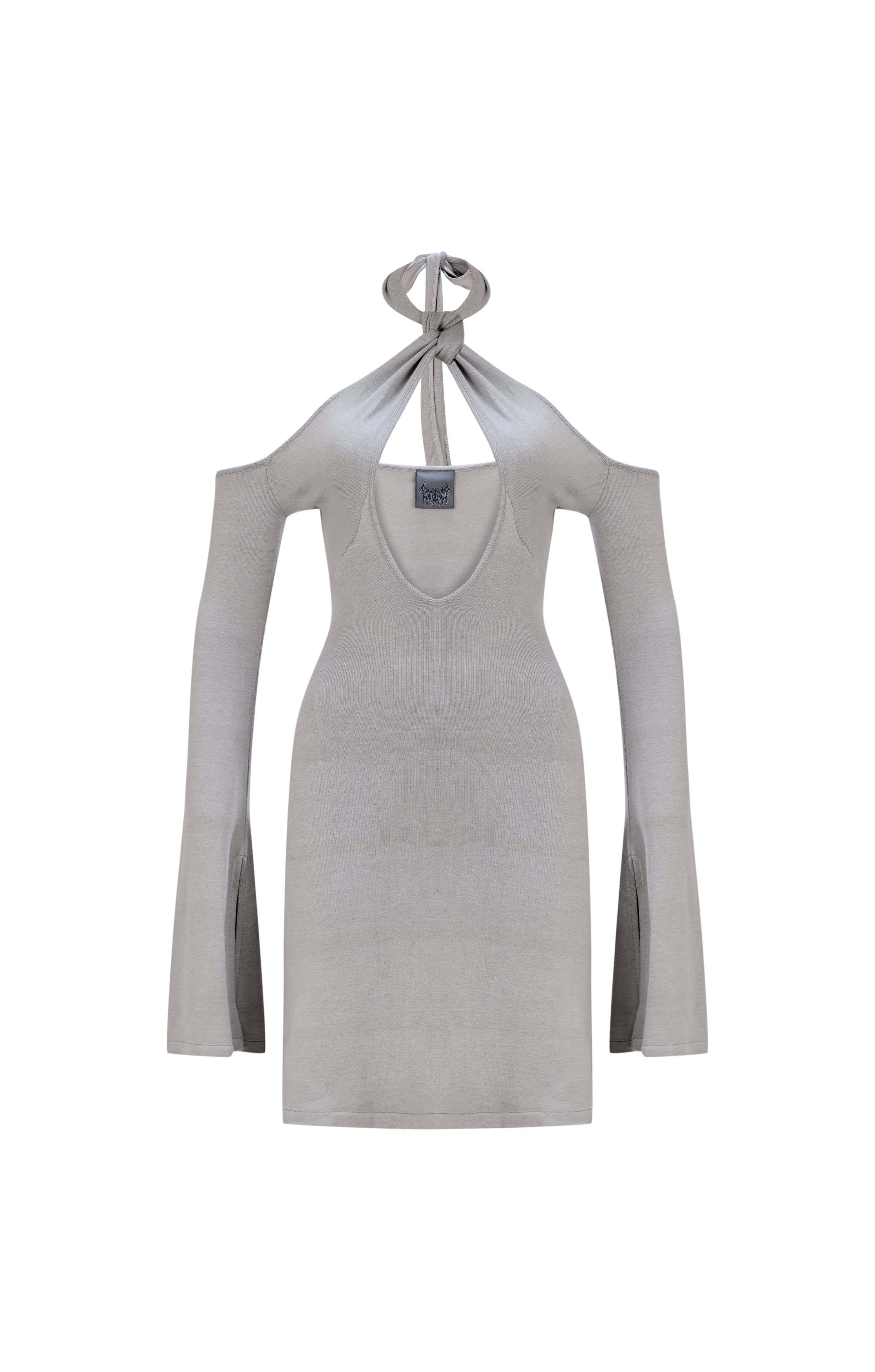 Death Is Easy-Knitted Grey Mini Dress-Elbise-4-Milagron.com