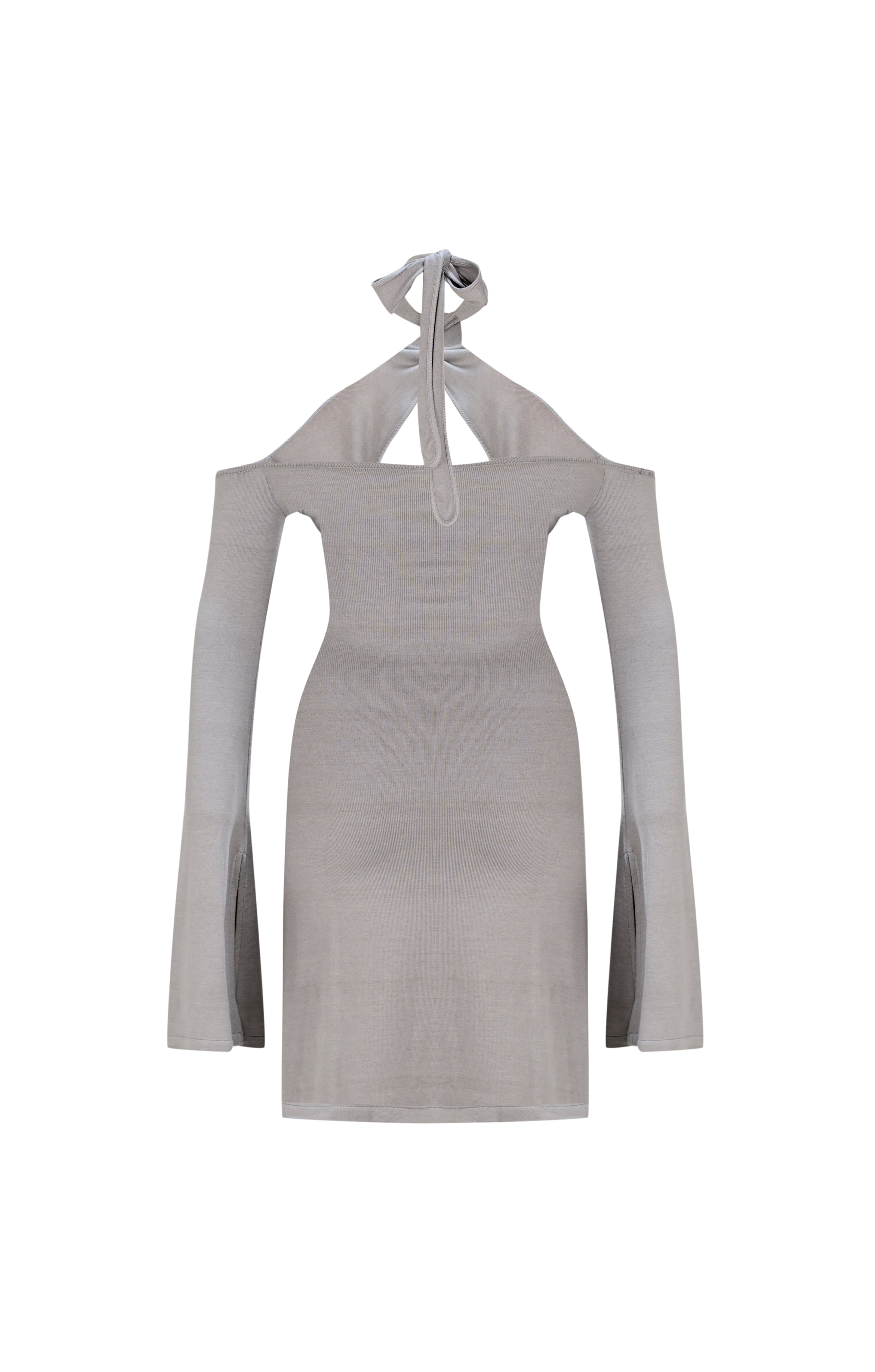 Death Is Easy-Knitted Grey Mini Dress-Elbise-5-Milagron.com