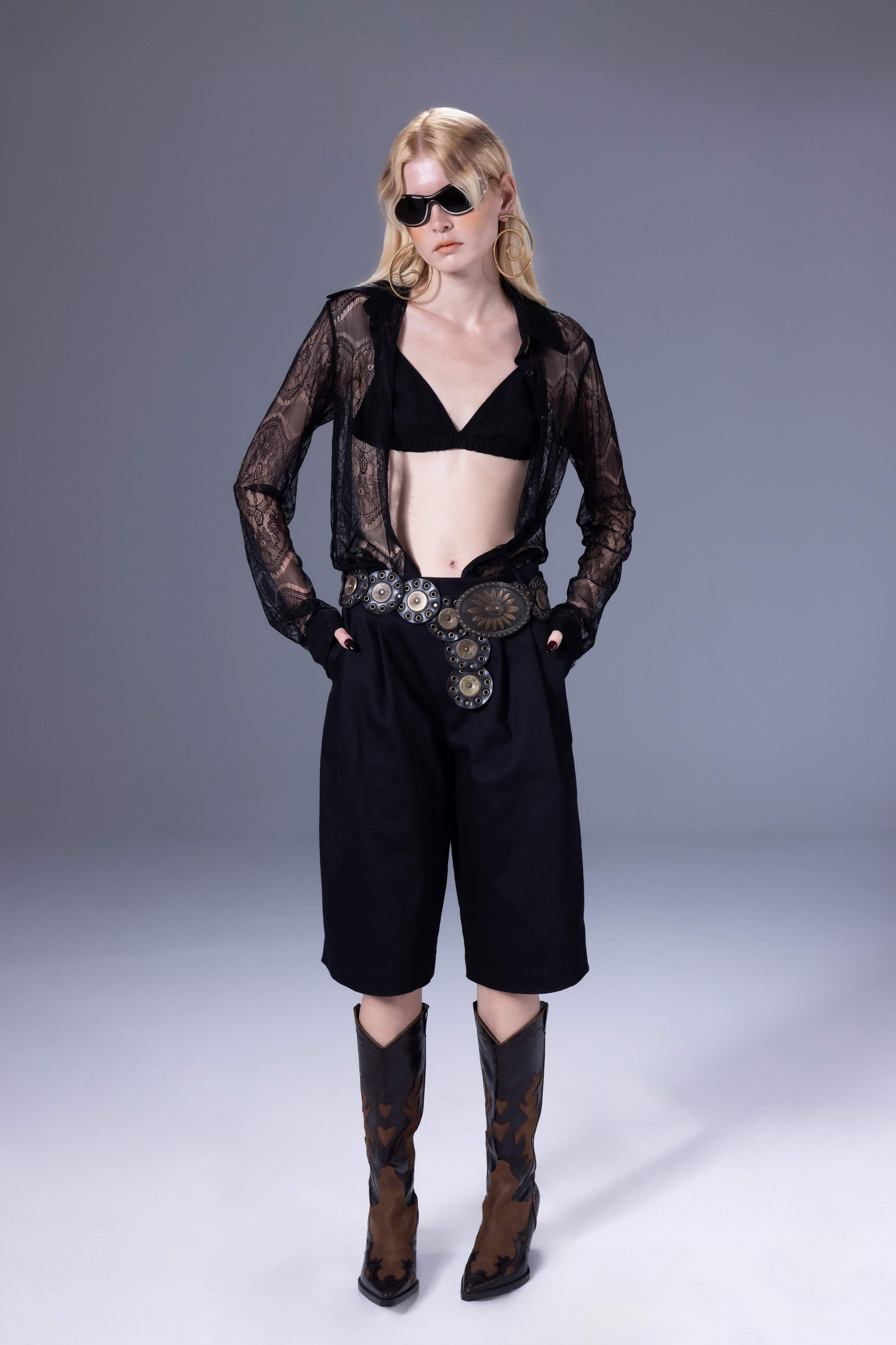 Death Is Easy-Lace Button Down Shirt-Gömlek-1-Milagron.com