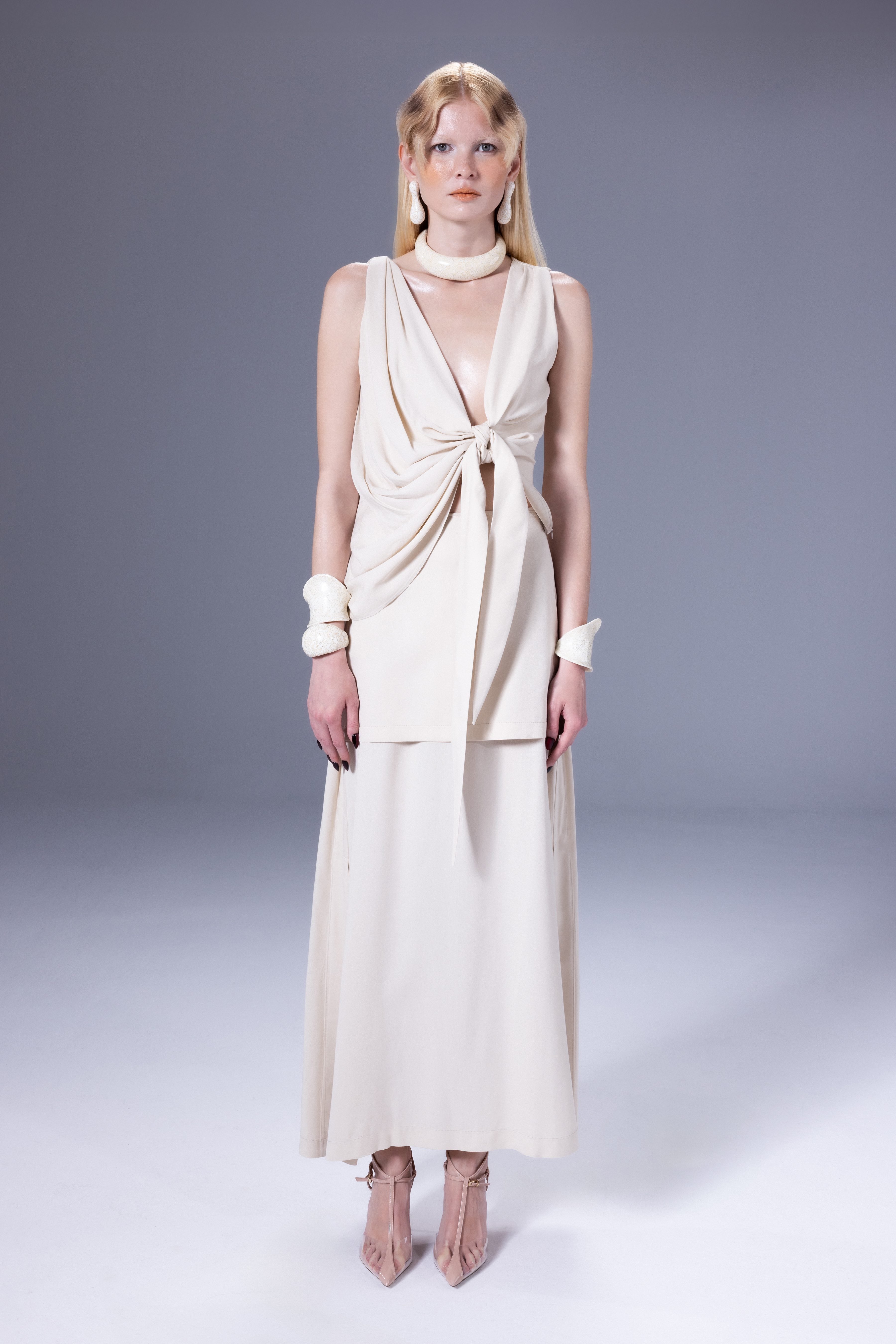 Death Is Easy-Layered Cotton Mid Length Skirt-Etek-1-Milagron.com