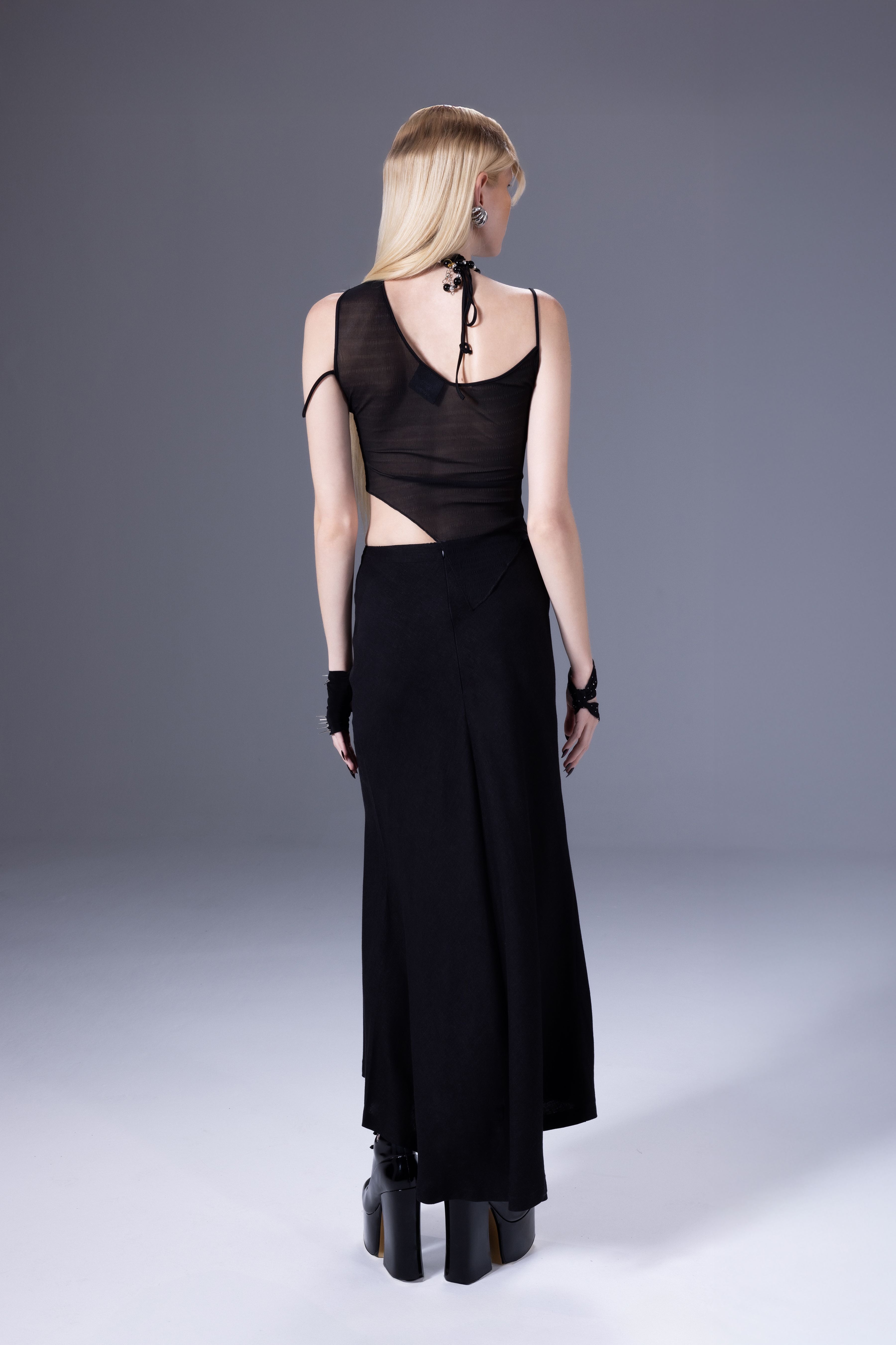 Death Is Easy-Linen Bias Cut Long Skirt-Etek-2-Milagron.com