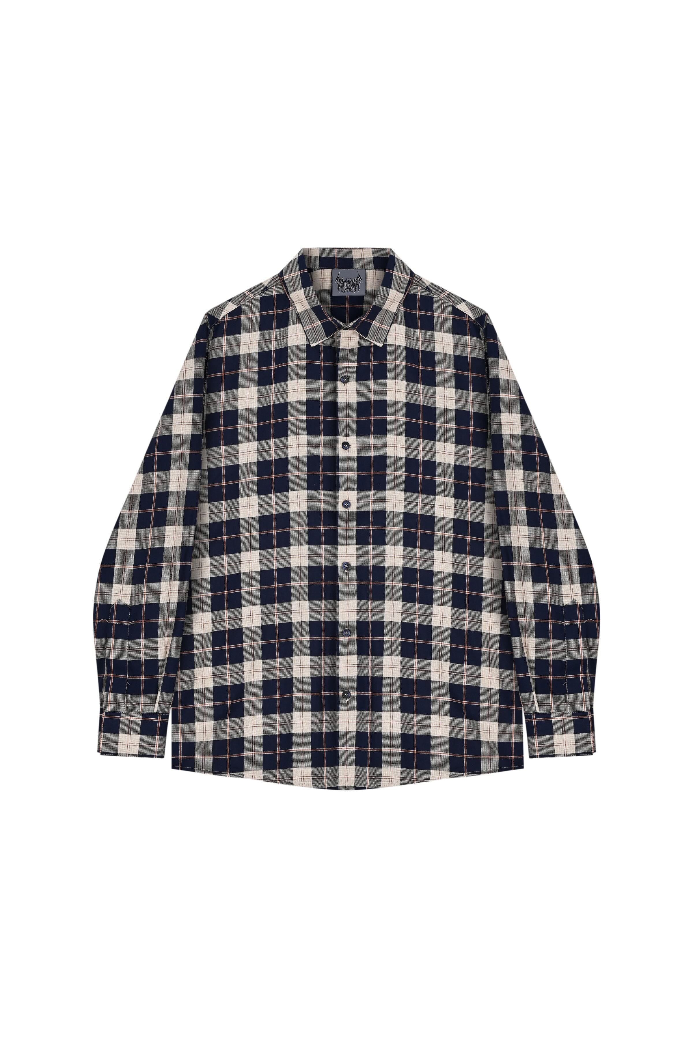 Death Is Easy-Navy Blue Flannel Oversize Shirt-Gömlek-1-Milagron.com