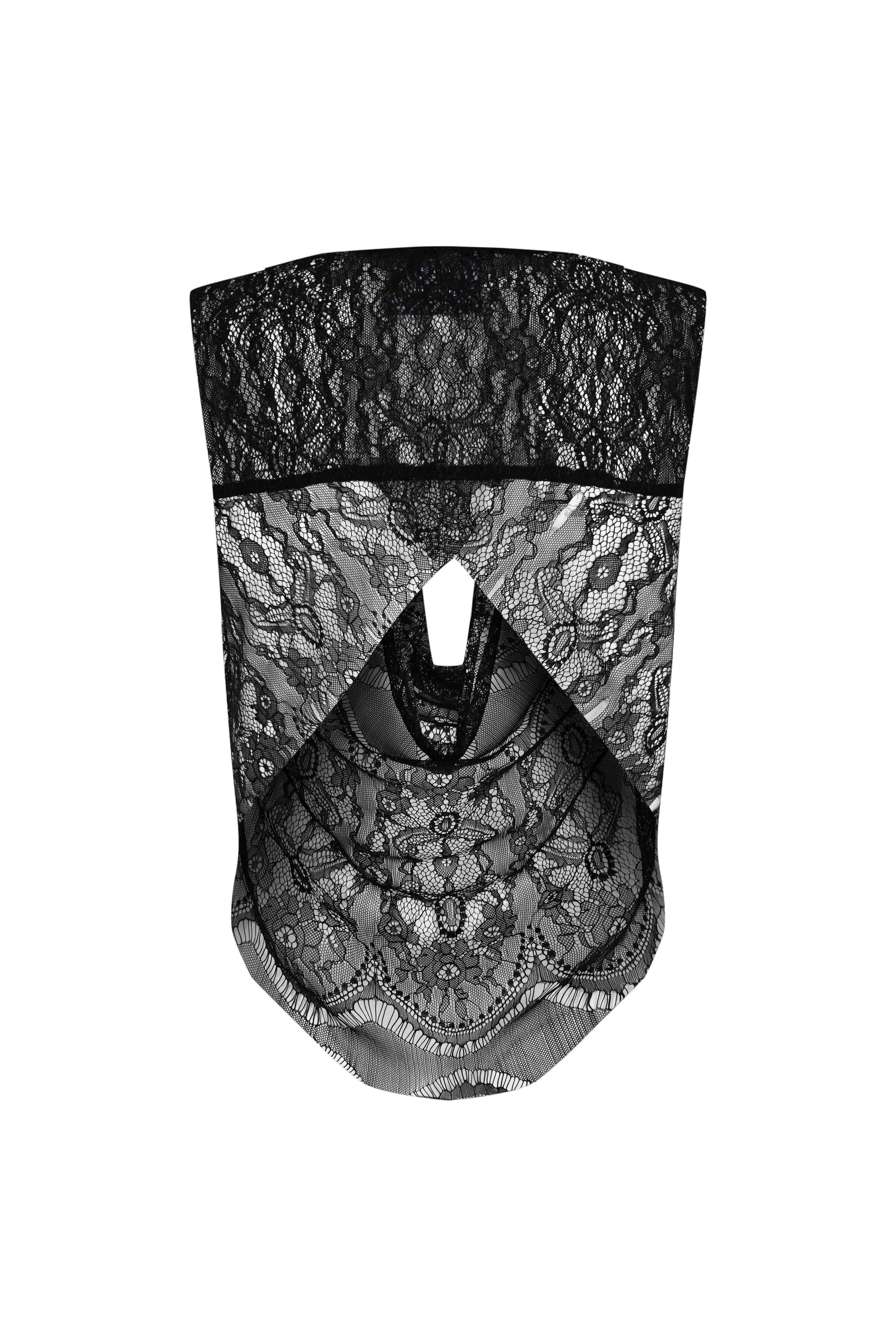 Death Is Easy-Noir Lace Deep V Neck Top-Top-5-Milagron.com