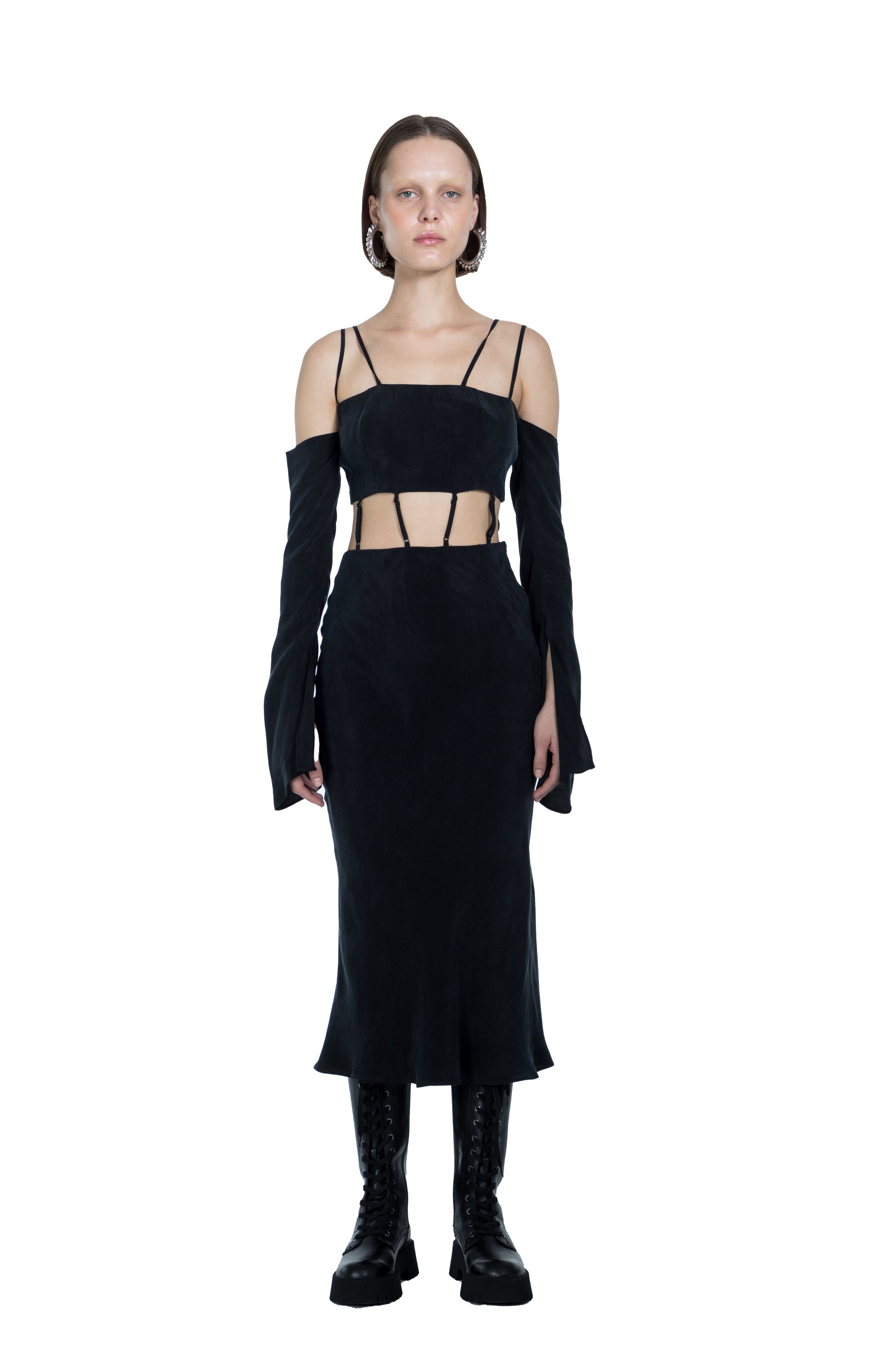 Death Is Easy-Silky Black Dress-Elbise-1-Milagron.com