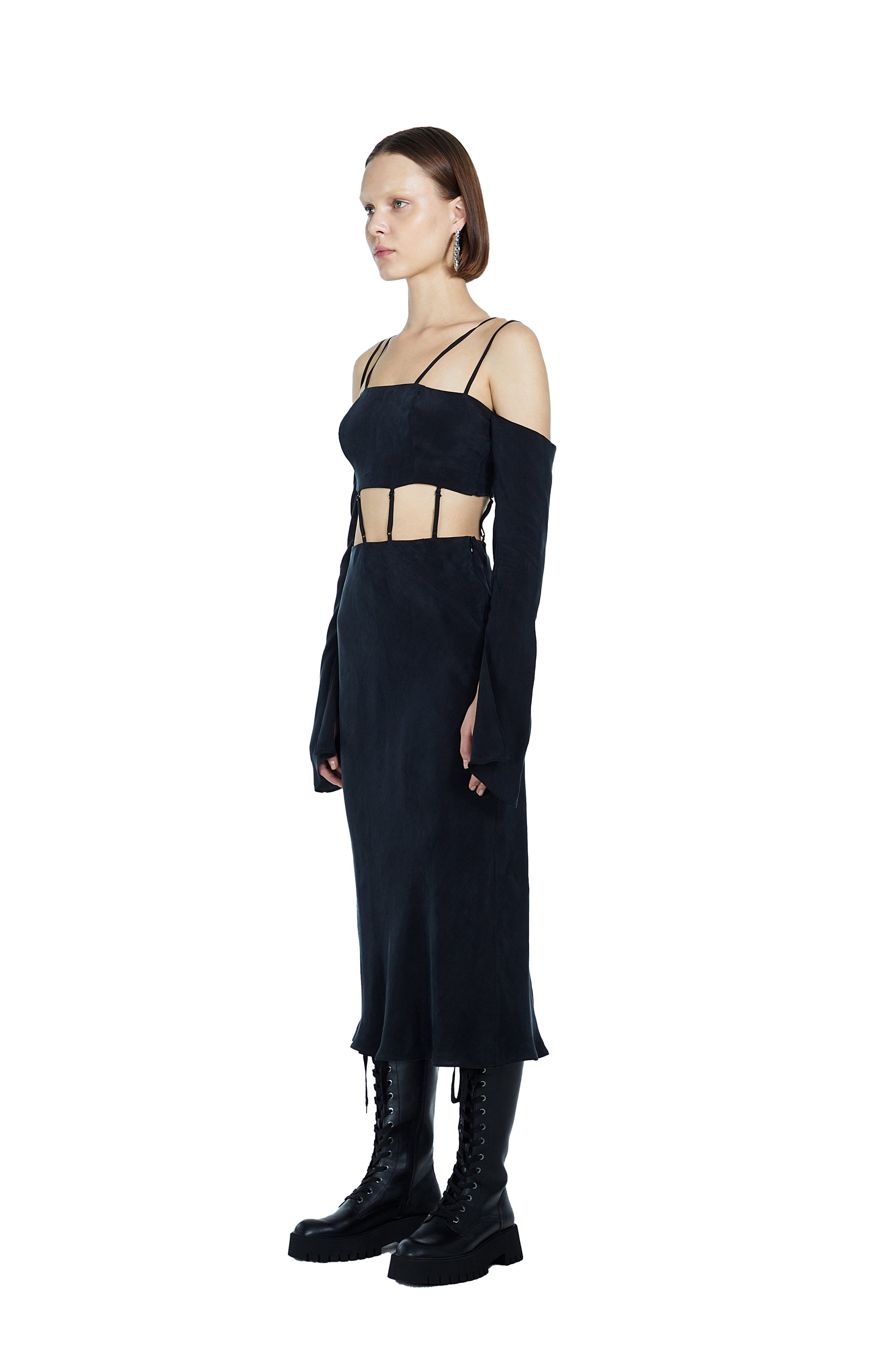 Death Is Easy-Silky Black Dress-Elbise-2-Milagron.com