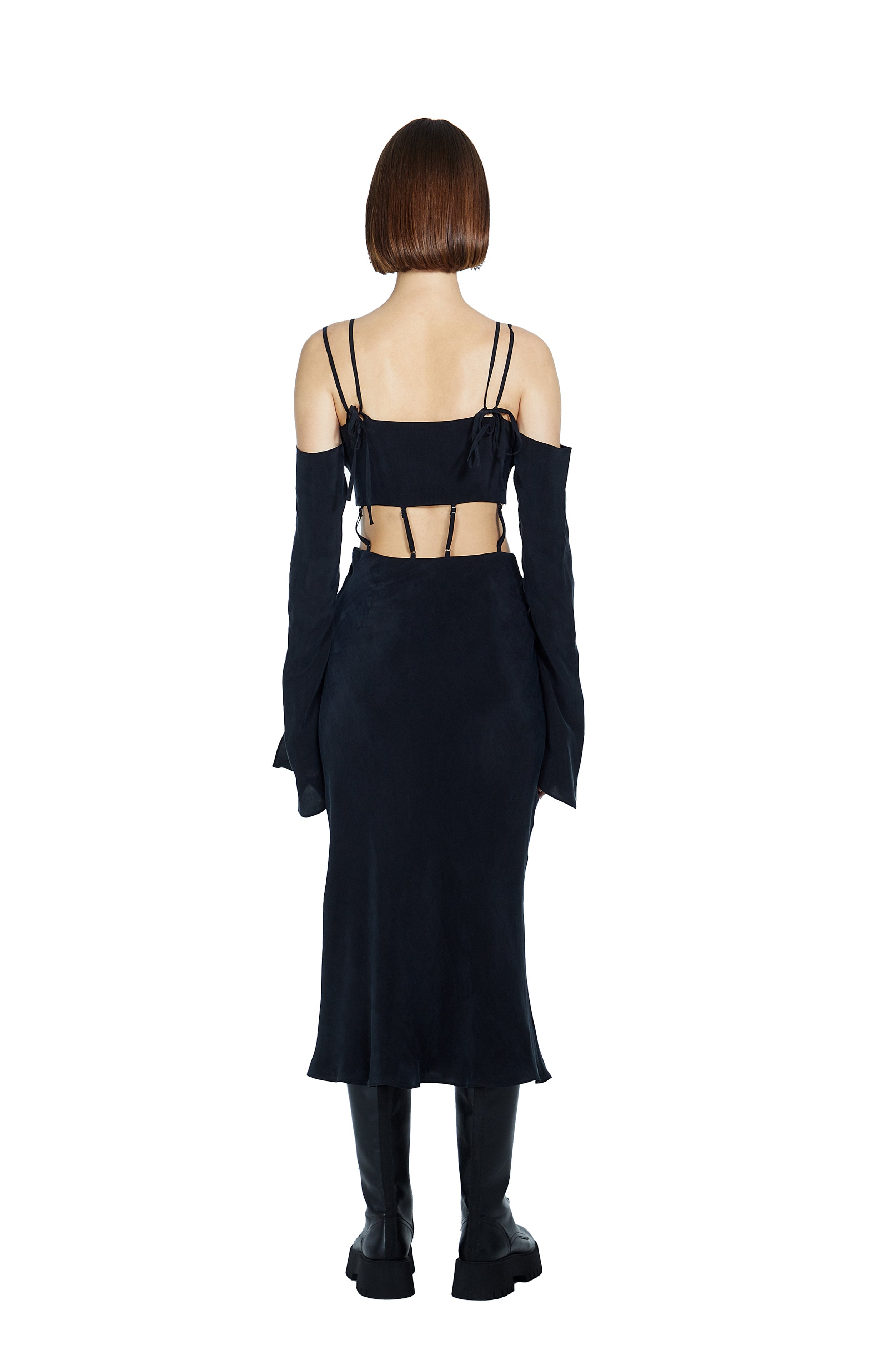 Death Is Easy-Silky Black Dress-Elbise-3-Milagron.com