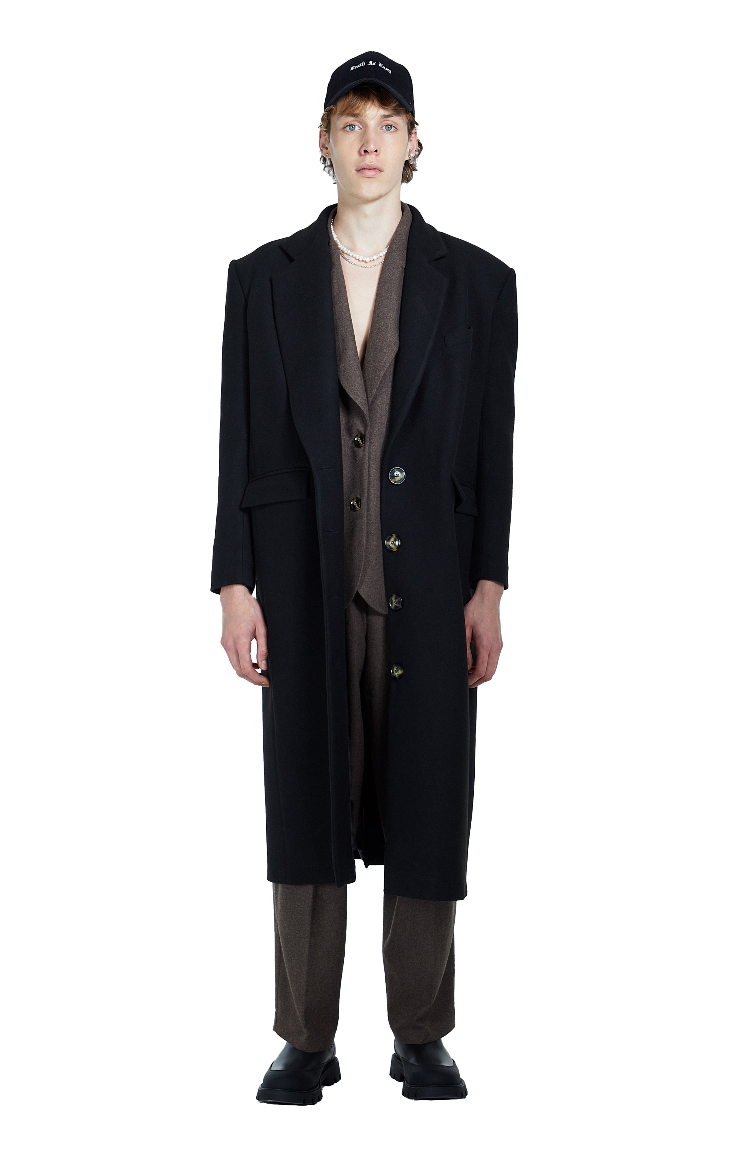 Death Is Easy-Single Breasted Black Men’s Coat-Kaban-1-Milagron.com