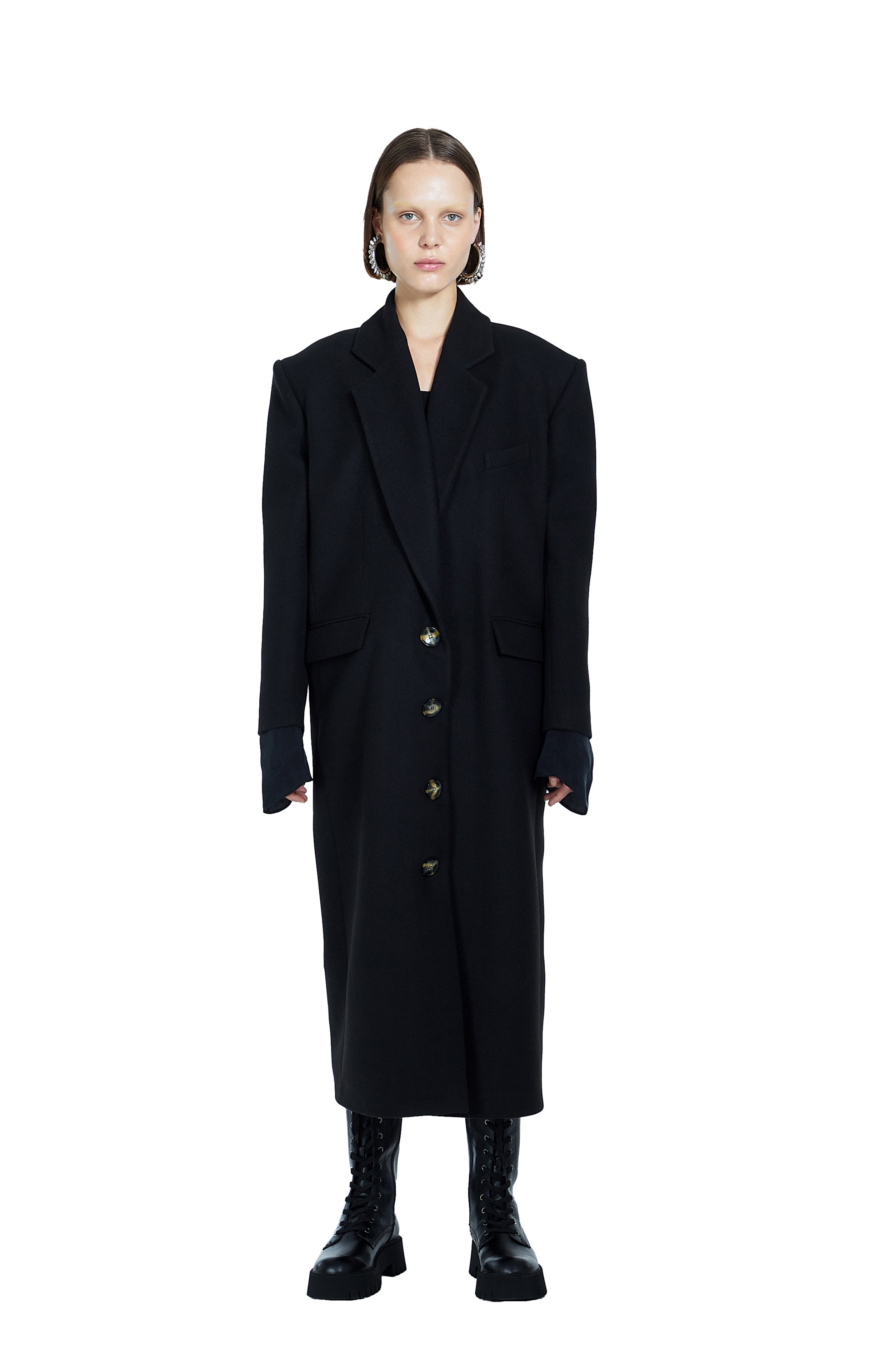 Death Is Easy-Single Breasted Women’s Black Coat-Kaban-1-Milagron.com