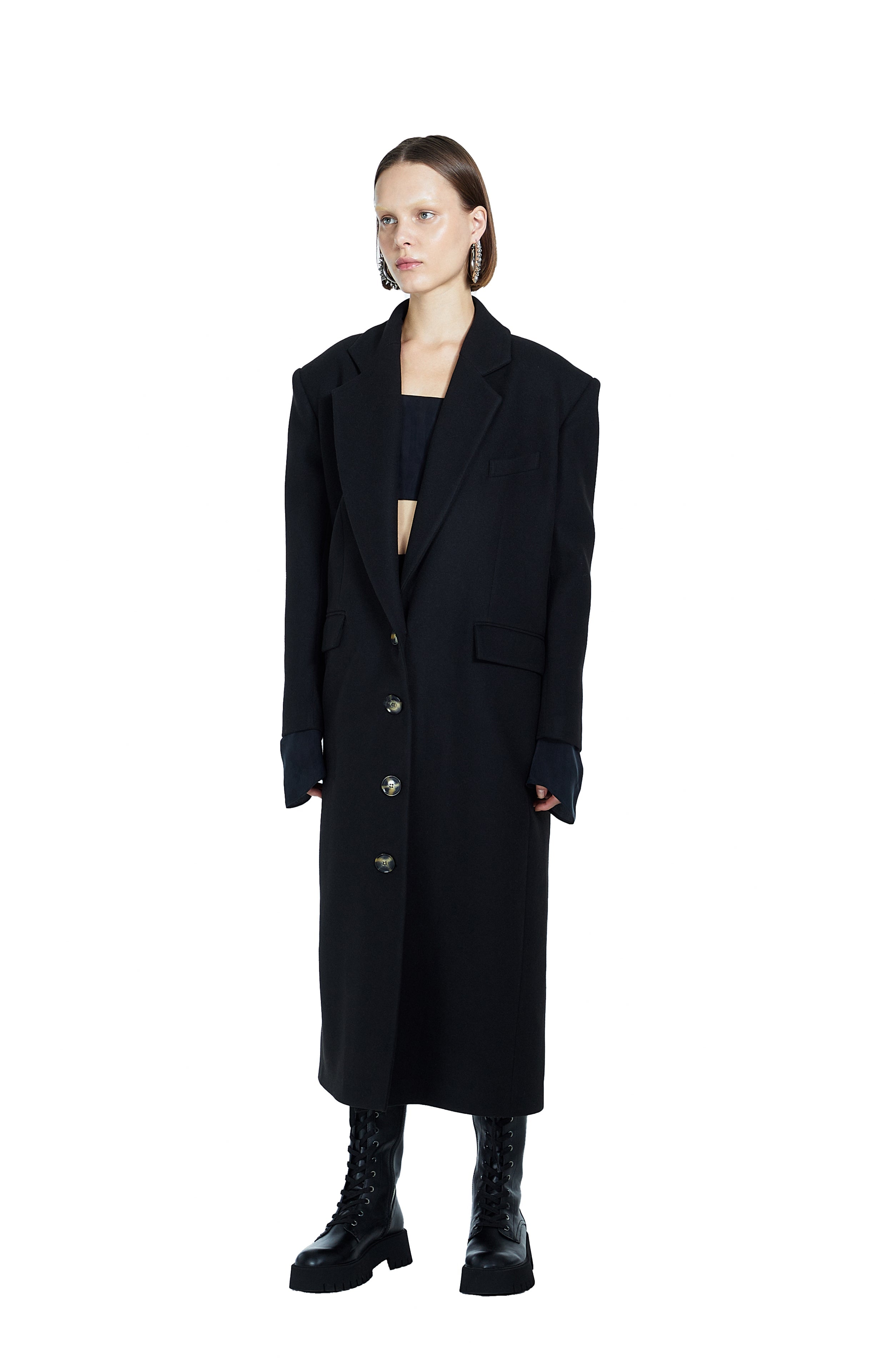 Death Is Easy-Single Breasted Women’s Black Coat-Kaban-3-Milagron.com