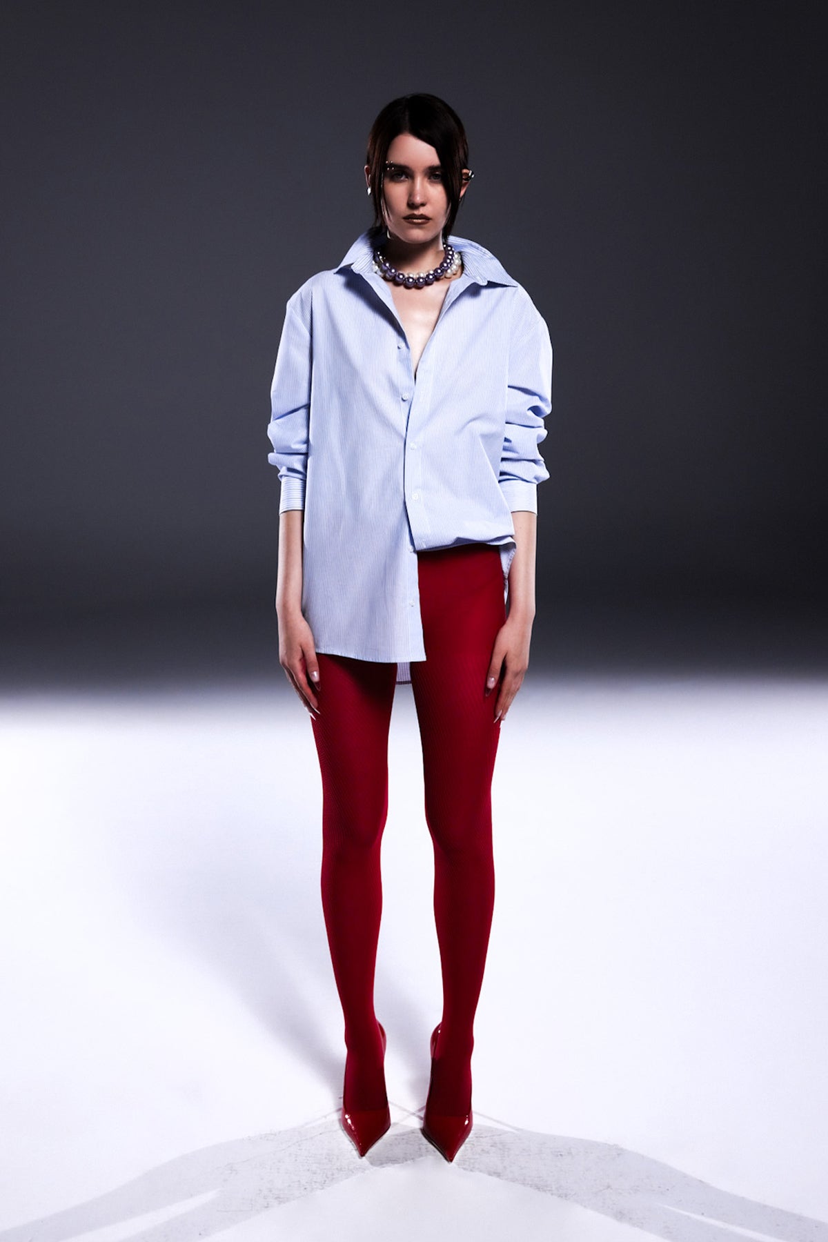 Death Is Easy-Striped Patchwork Button Down Oversize Shirt-Gömlek-1-Milagron.com