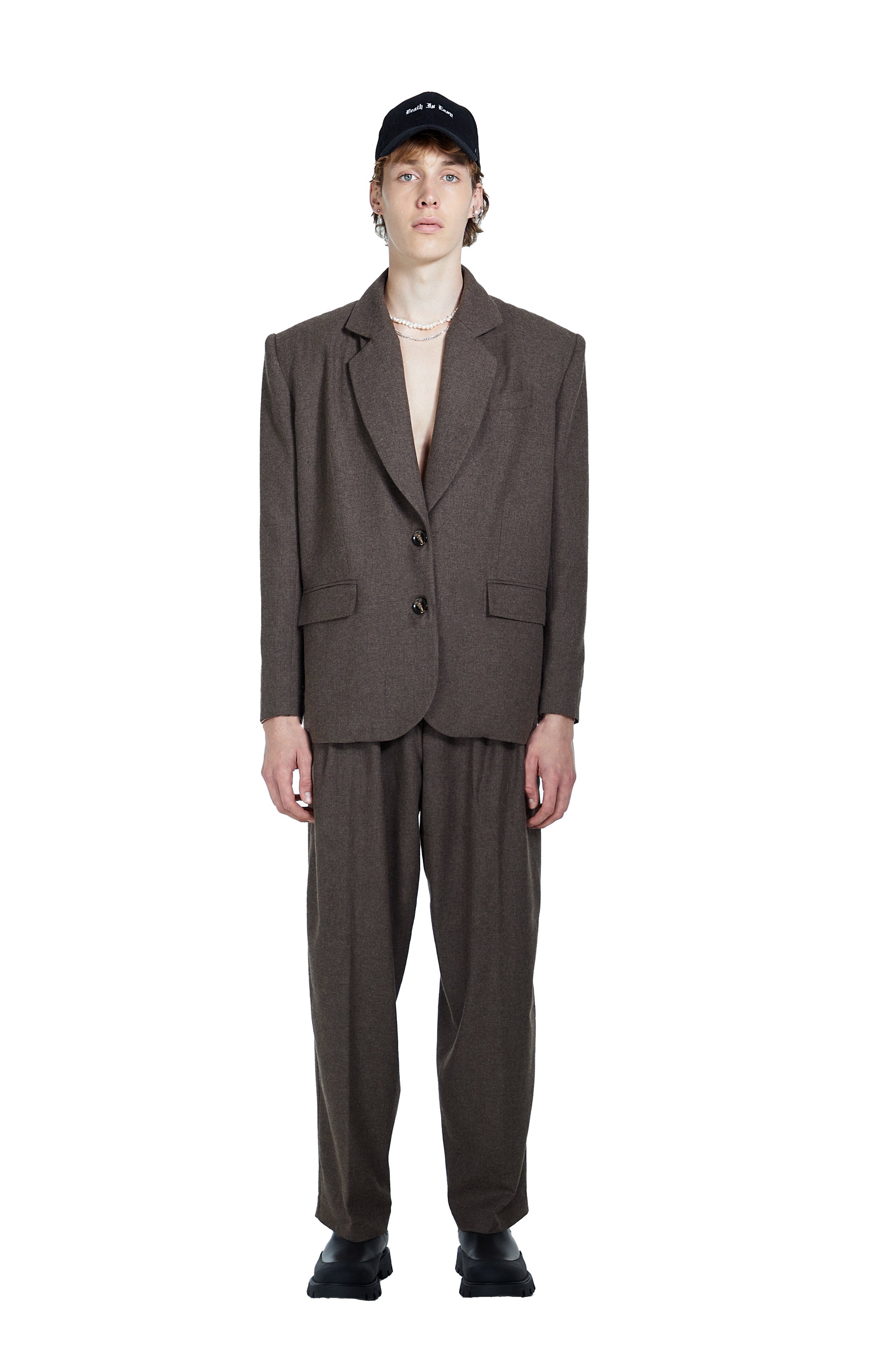 Death Is Easy-Taupe Brown Oversize Men’s Blazer-Blazer Ceket-1-Milagron.com