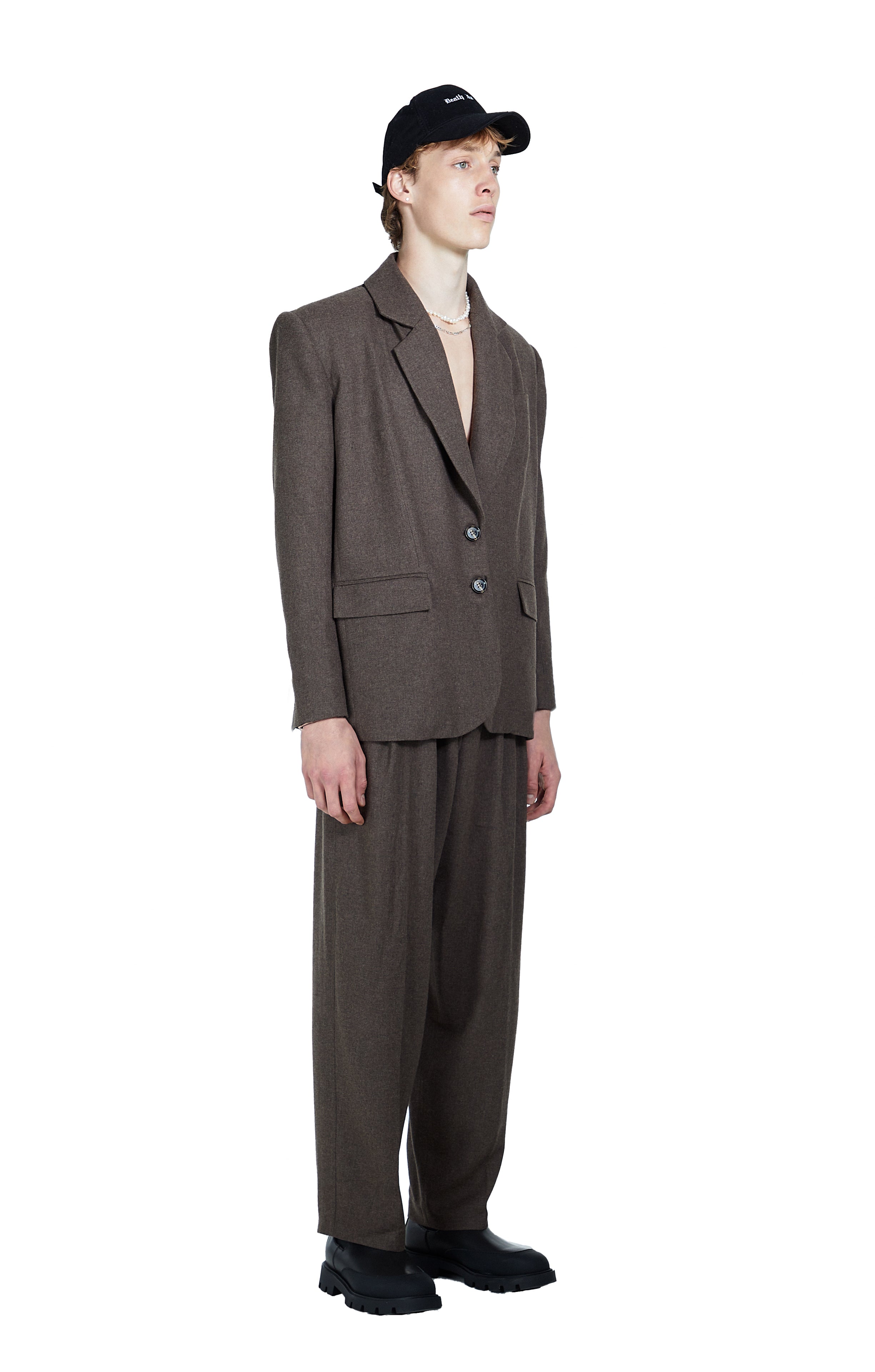Death Is Easy-Taupe Brown Oversize Men’s Blazer-Blazer Ceket-3-Milagron.com