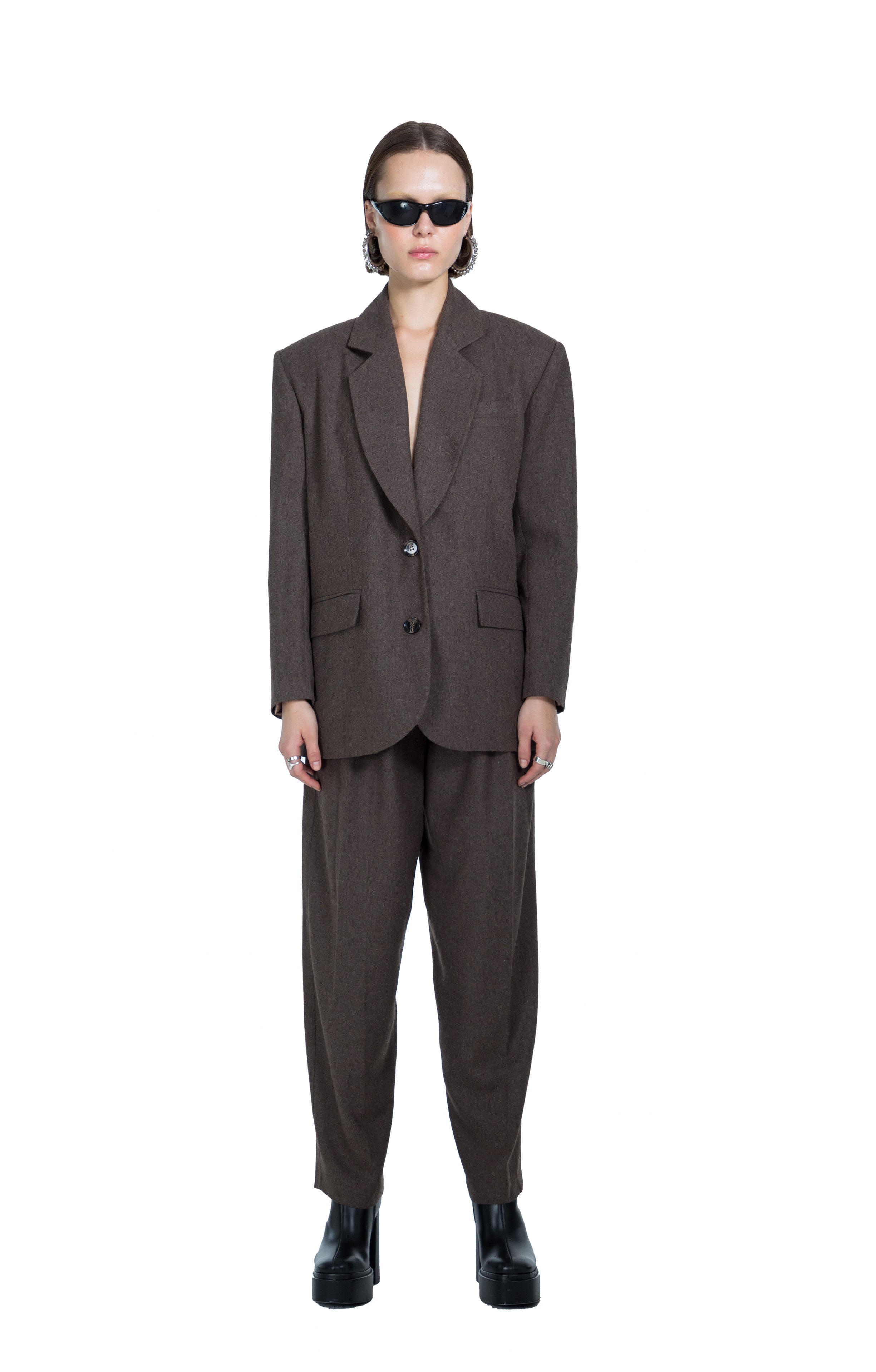 Death Is Easy-Taupe Brown Oversize Women’s Blazer-Blazer Ceket-1-Milagron.com