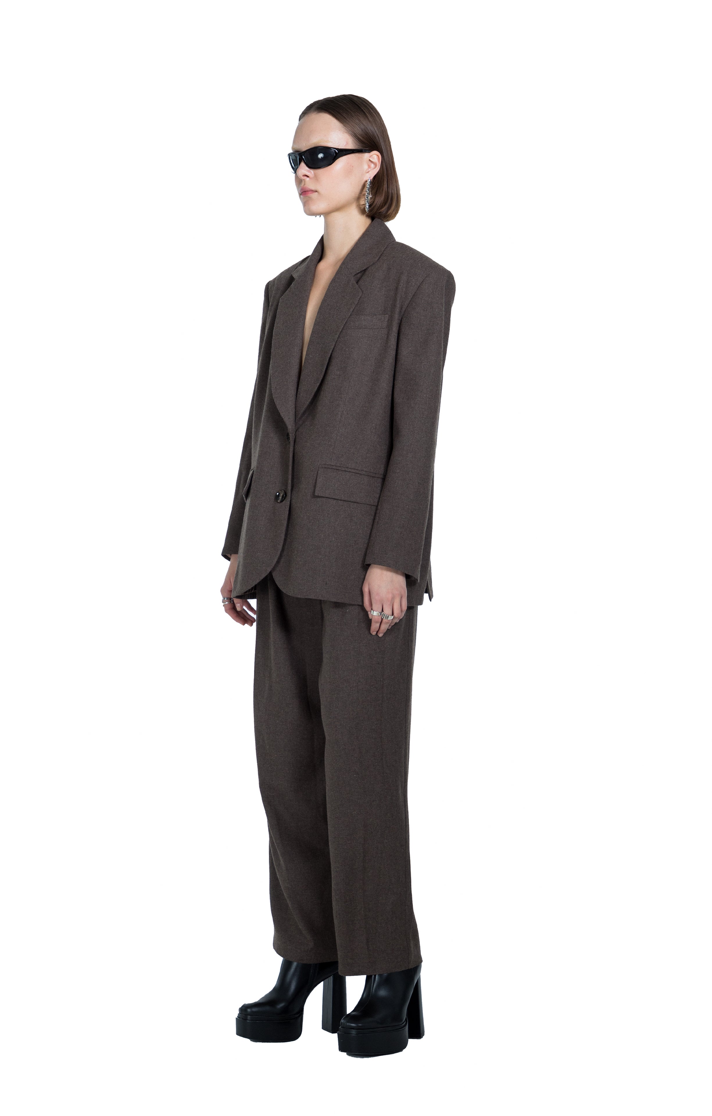 Death Is Easy-Taupe Brown Oversize Women’s Blazer-Blazer Ceket-3-Milagron.com