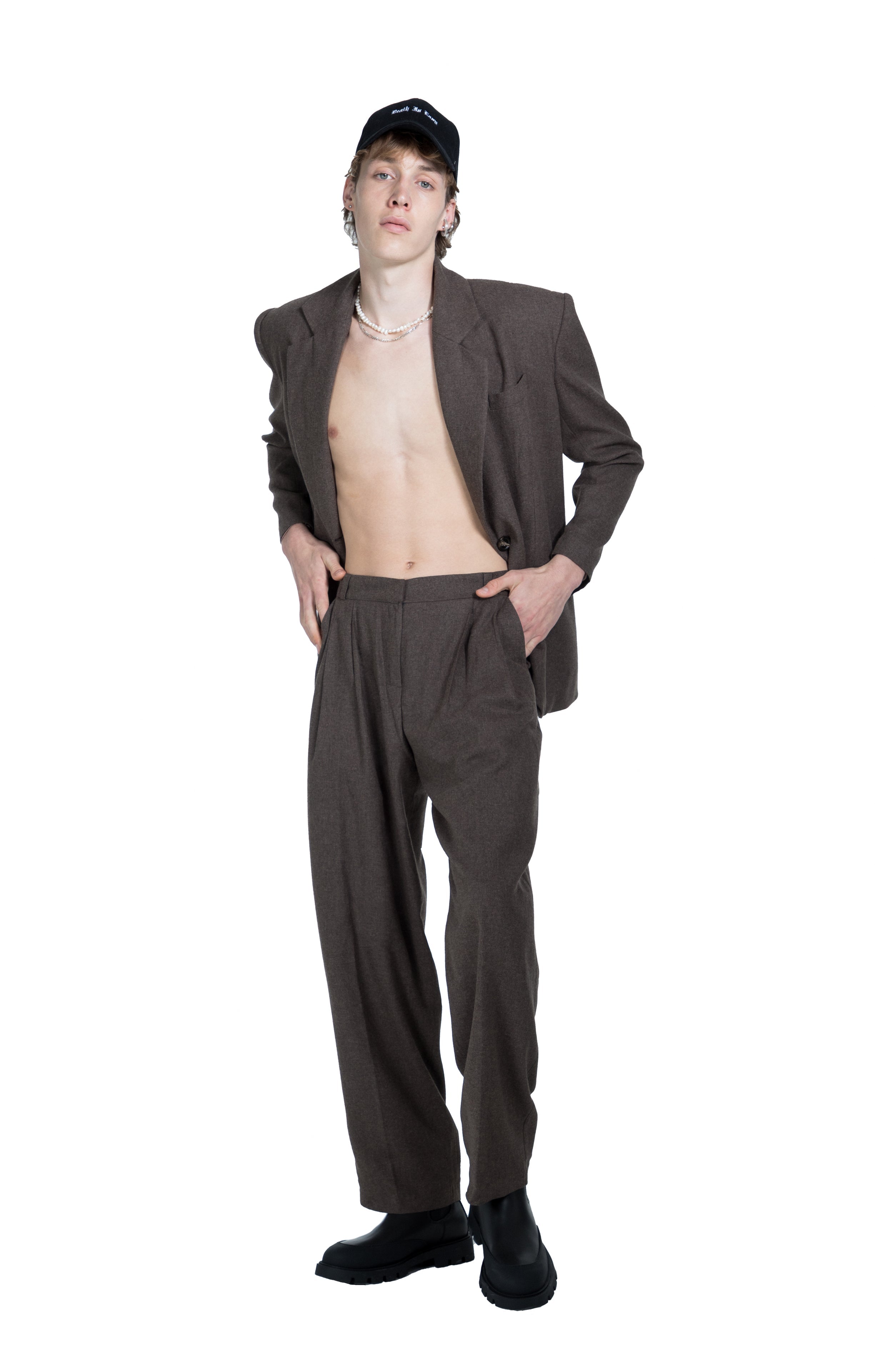 Death Is Easy-Taupe Brown Tailored Men’s Trousers-Kumaş Pantolon-1-Milagron.com