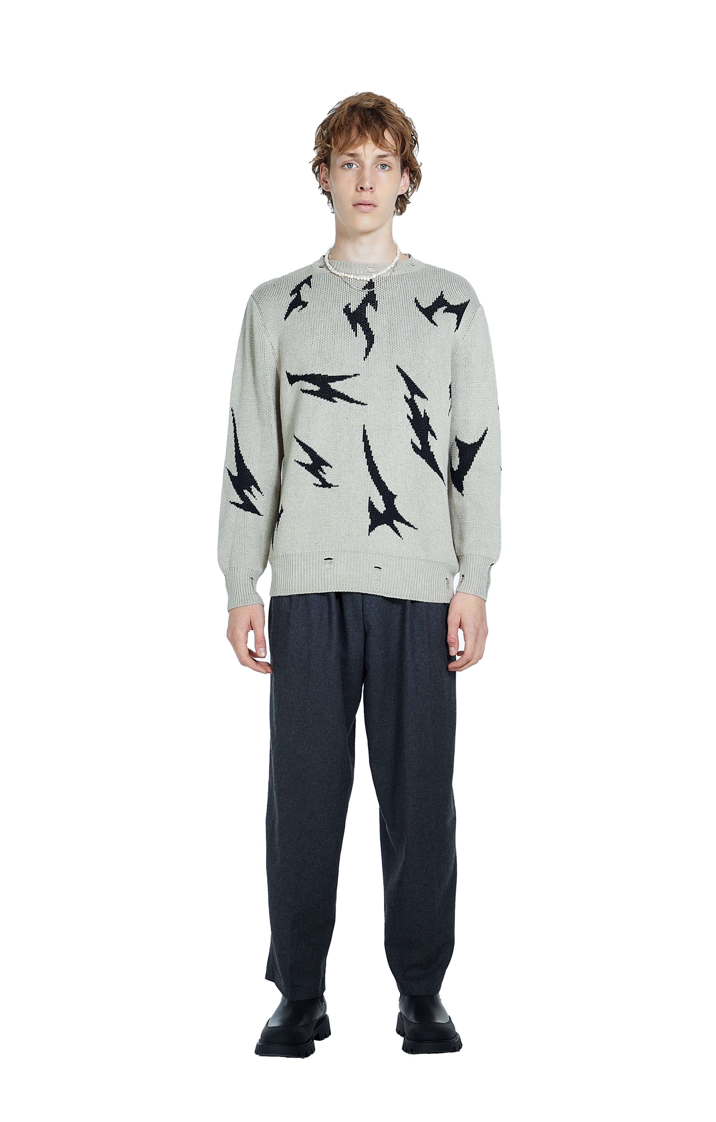 Death Is Easy-Tribal Tattoo Knitted Men’s Sweater-Kazak & Triko-1-Milagron.com