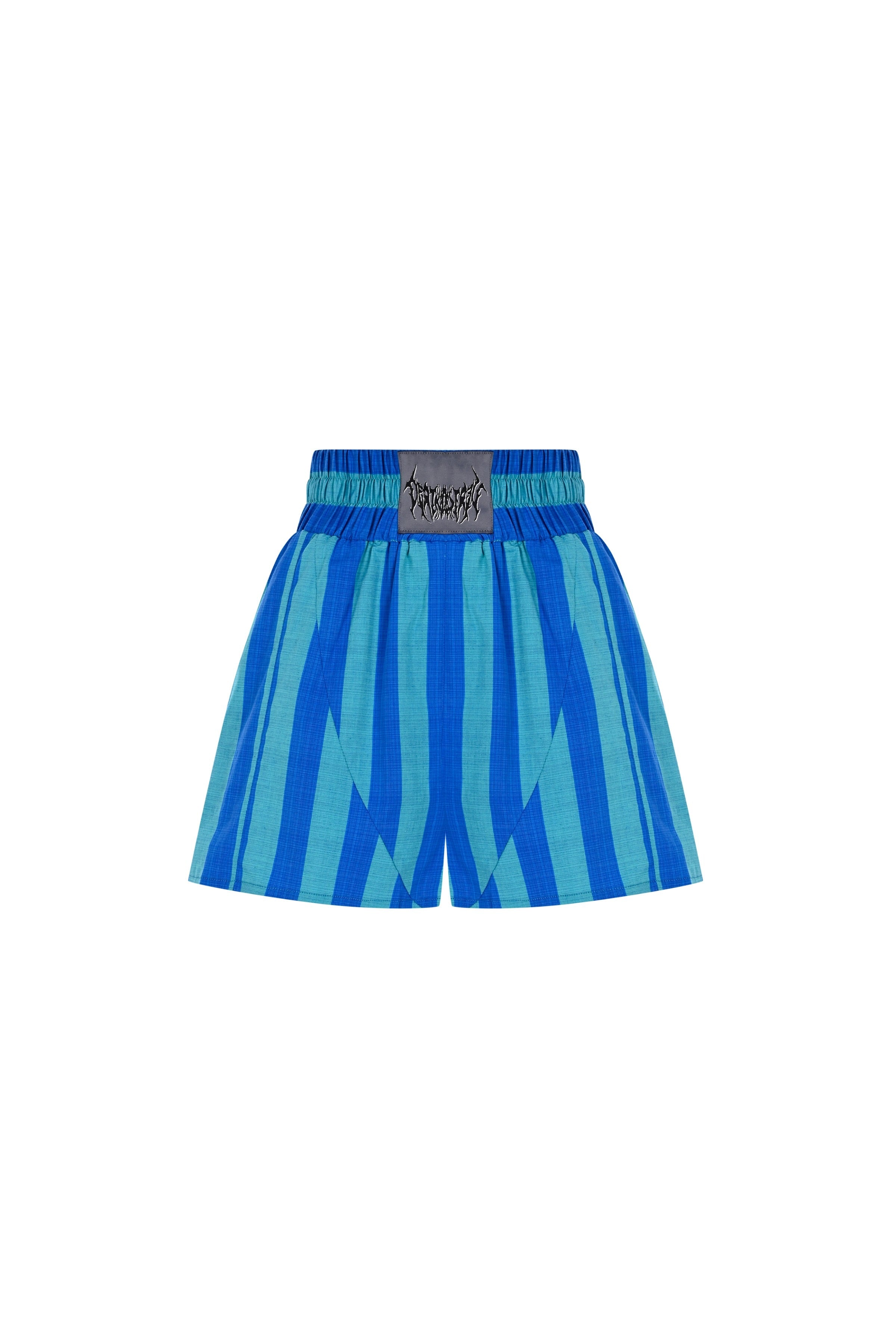 Death Is Easy-Turquoise Blue Striped Boxer Shorts-Şort-1-Milagron.com