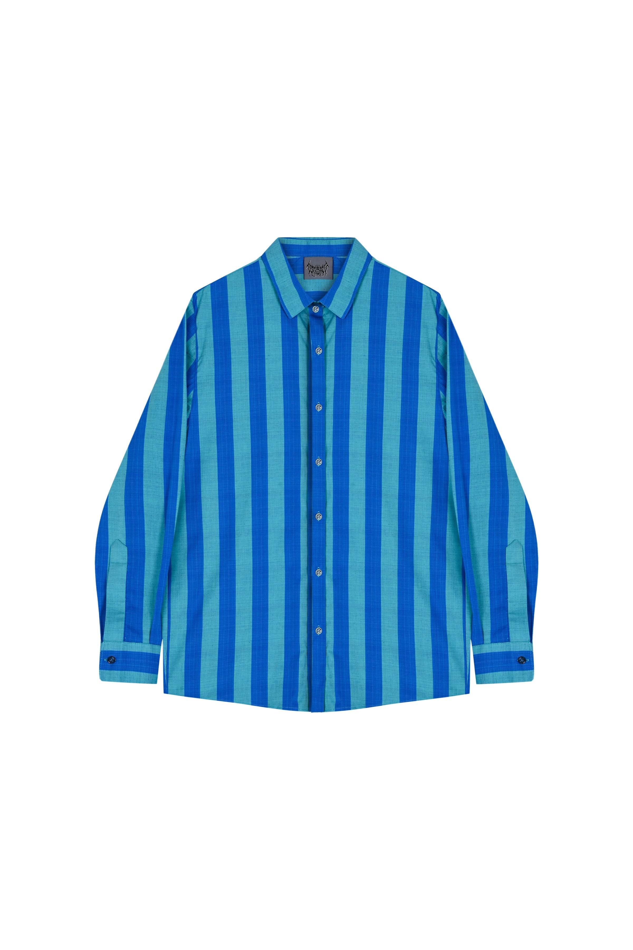 Death Is Easy-Turquoise Blue Striped Oversize Shirt-Gömlek-1-Milagron.com