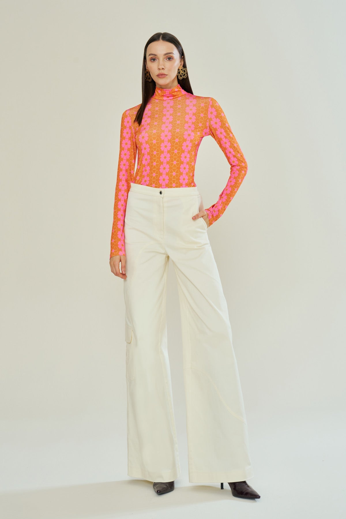 Declara-Blooming Sunset Orange Top-Kazak & Triko-1-Milagron.com