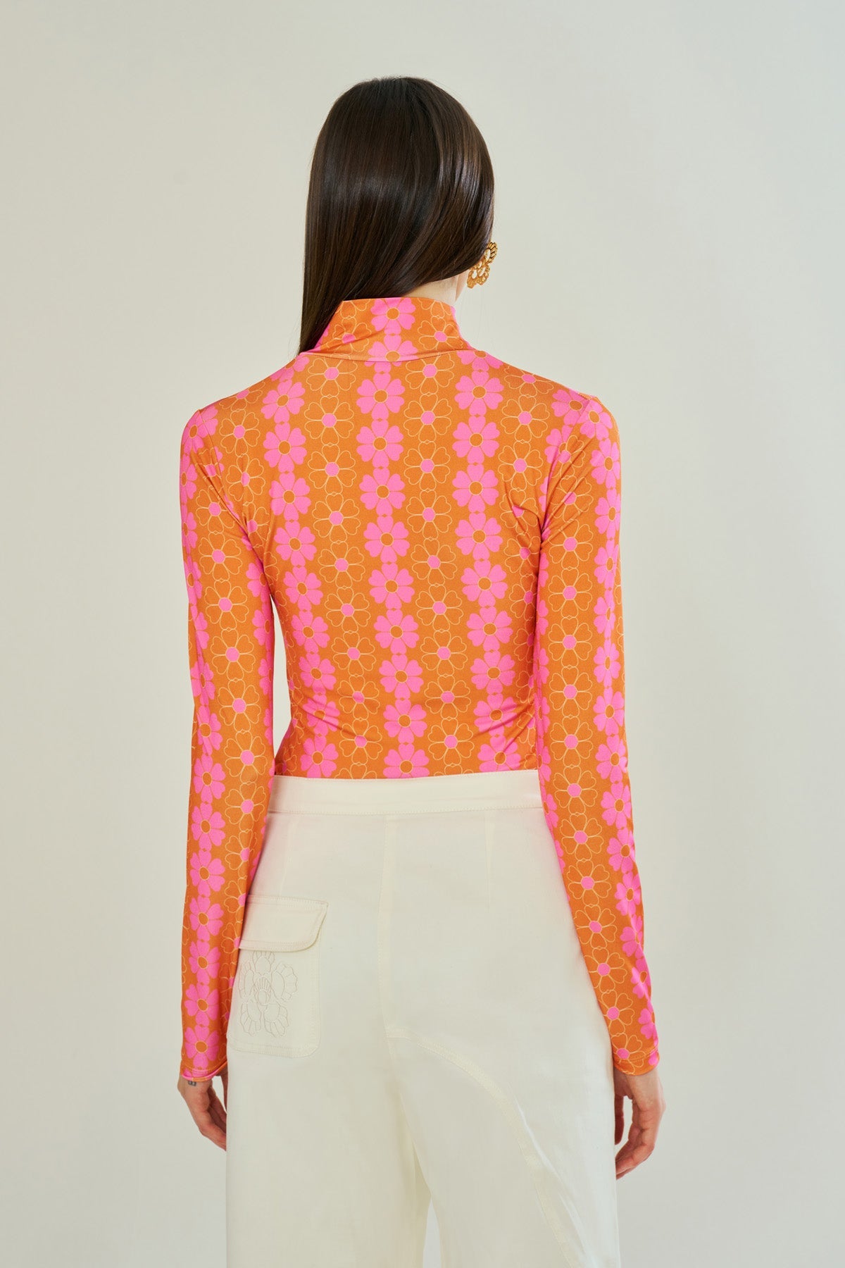 Declara-Blooming Sunset Orange Top-Kazak & Triko-3-Milagron.com