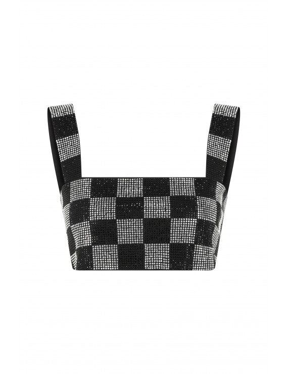 Declara-Checkered Glitter Top-Top-2-Milagron.com