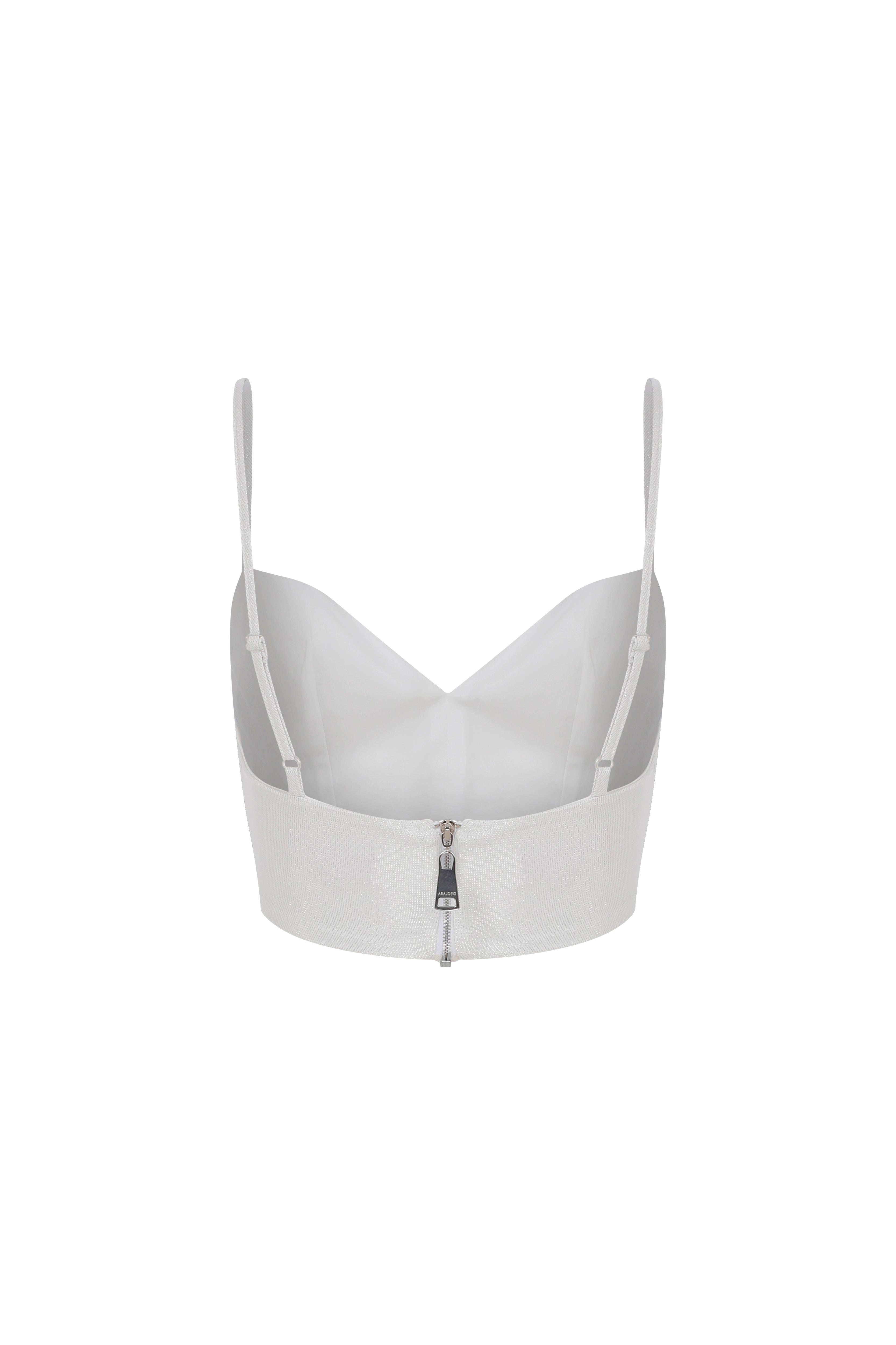 Declara-Cream Silver Bra Top-2-Milagron.com