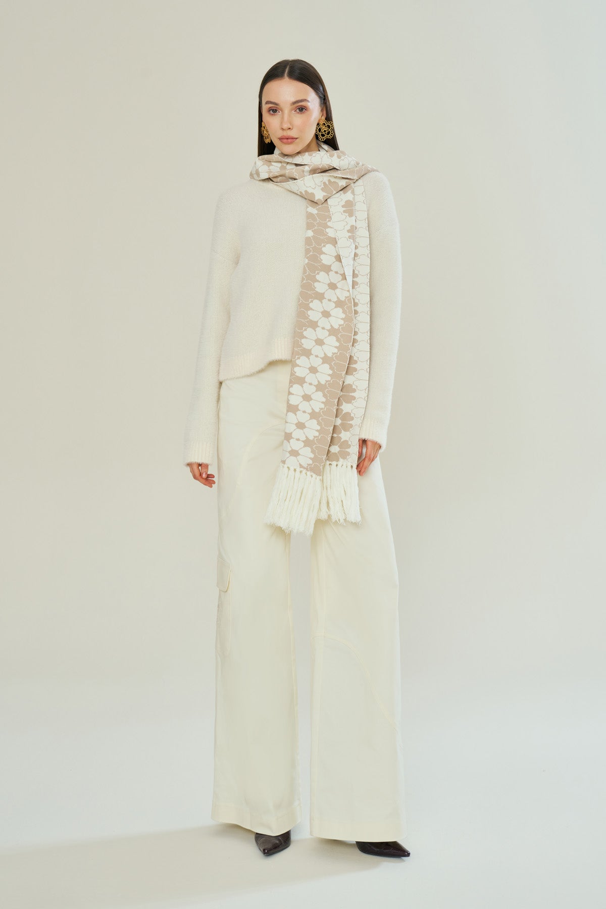 Declara-Desert Bloom Knit Scarf-Pareo & Bandana-1-Milagron.com