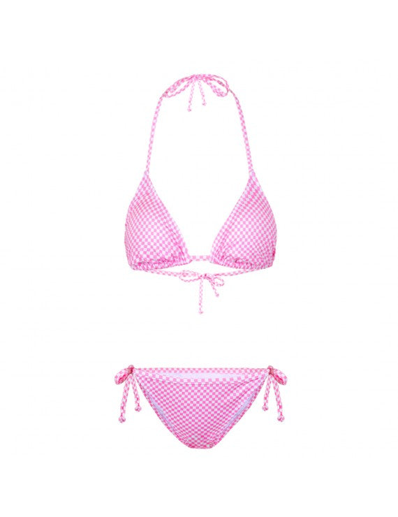 Declara-Pink Checkered Bikini Set-1-Milagron.com