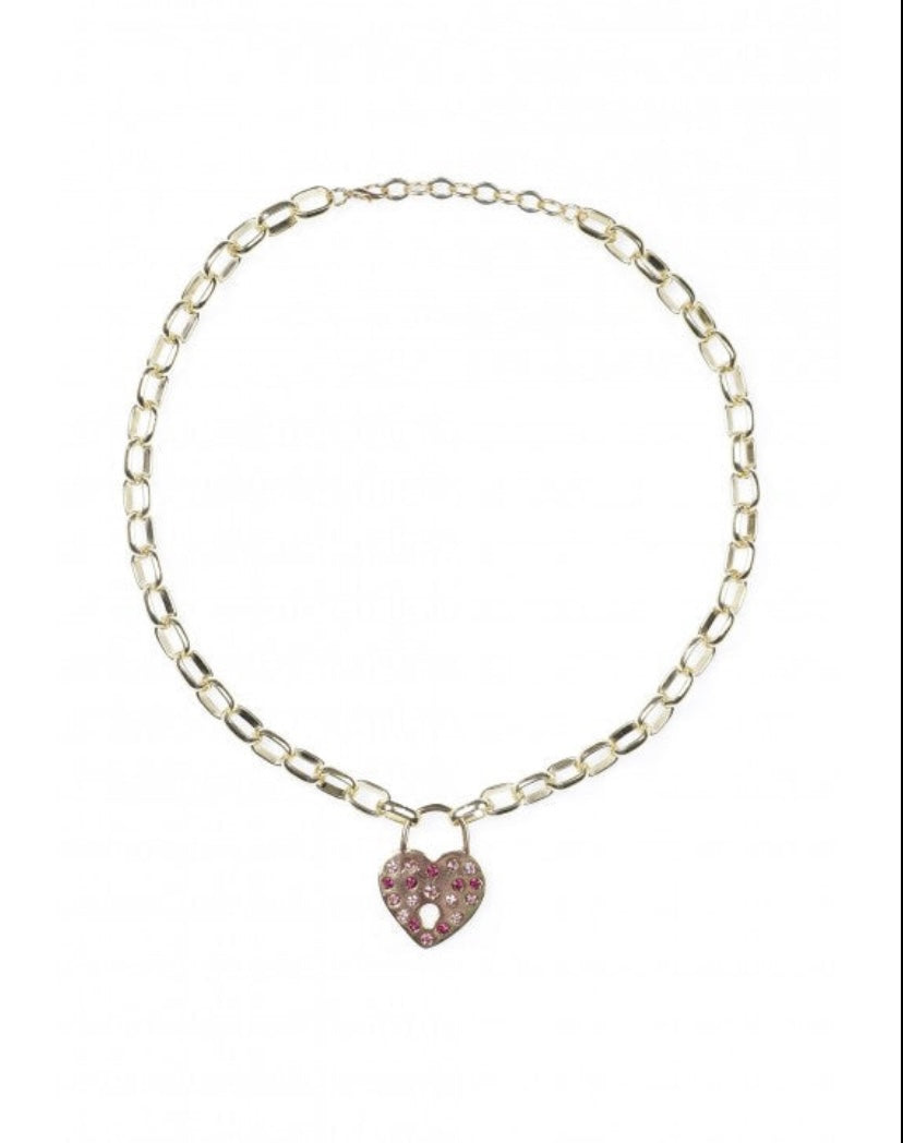 Declara-Silver Heart Padlock Necklace-1-Milagron.com
