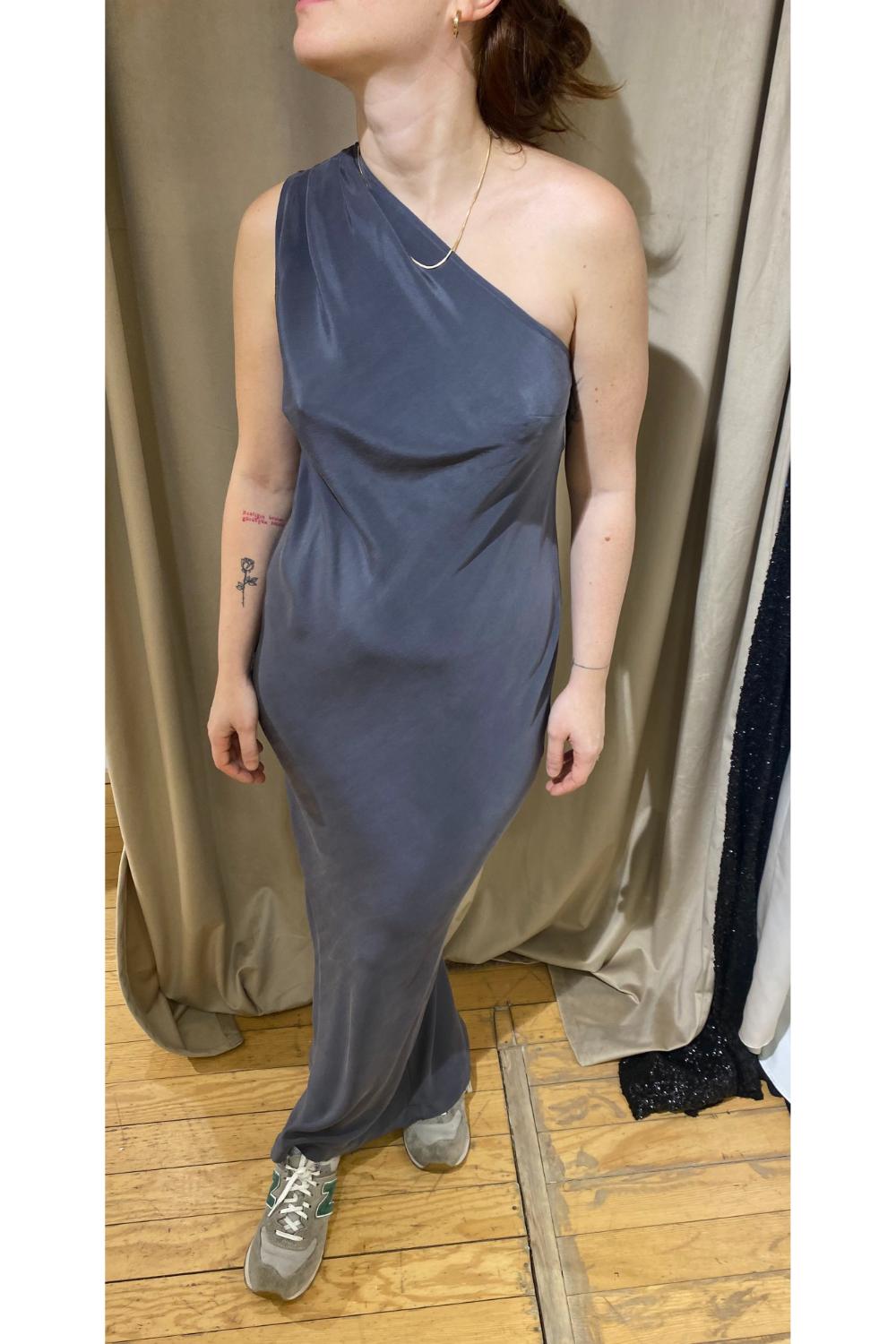 Delicate-Gri İpek Elbise-Elbise-8-Milagron.com