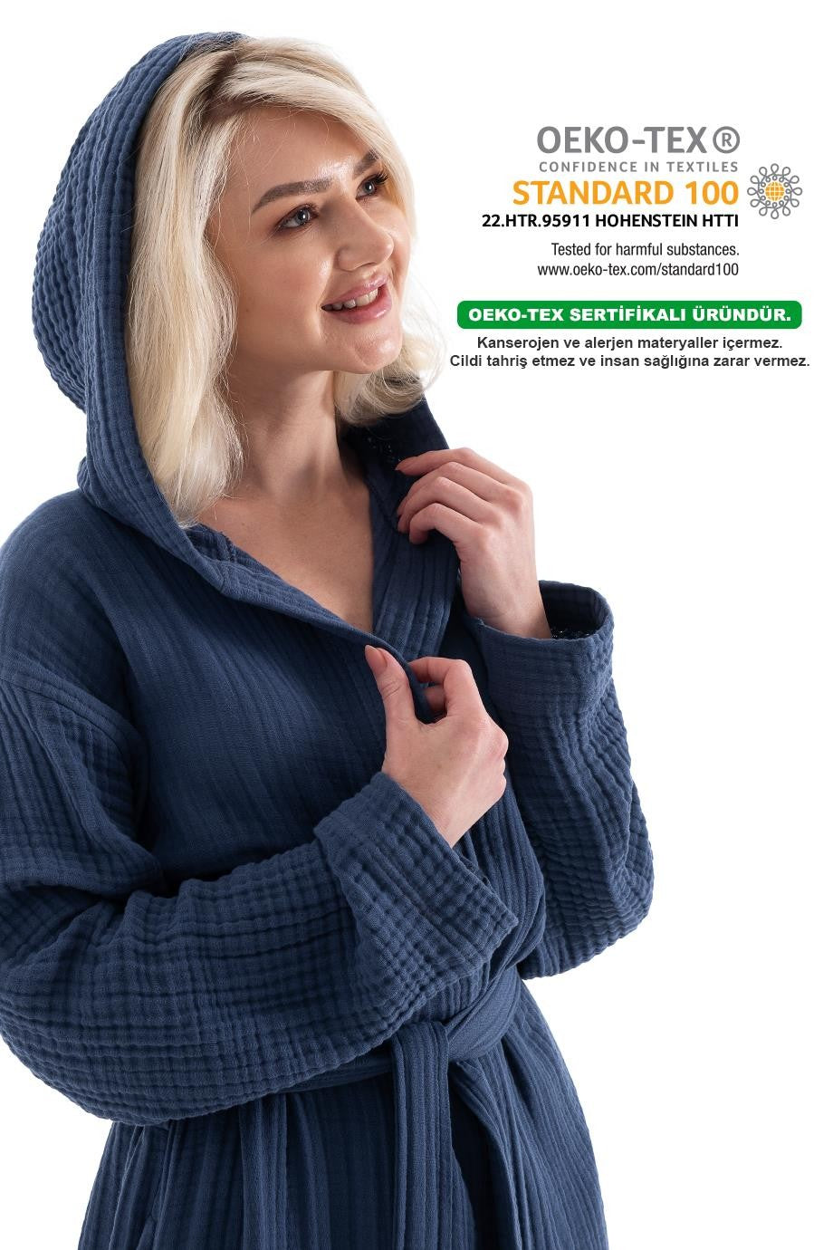 Denizli Concept-Unisex Kapşonlu 4 Kat Müsli̇n Bornoz-Bornoz-11-Milagron.com