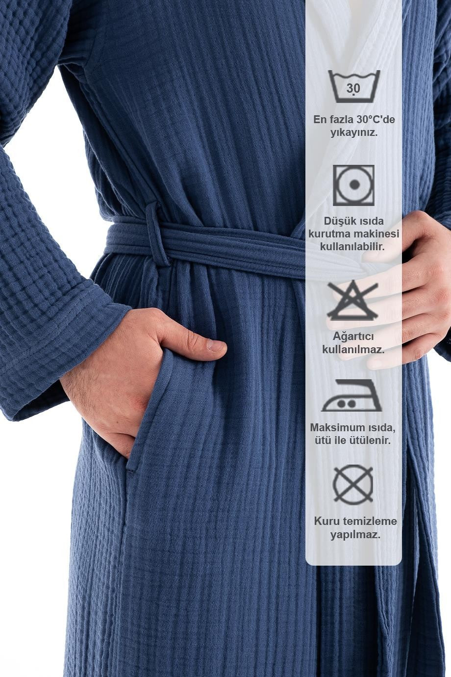 Denizli Concept-Unisex Kapşonlu 4 Kat Müsli̇n Bornoz-Bornoz-13-Milagron.com