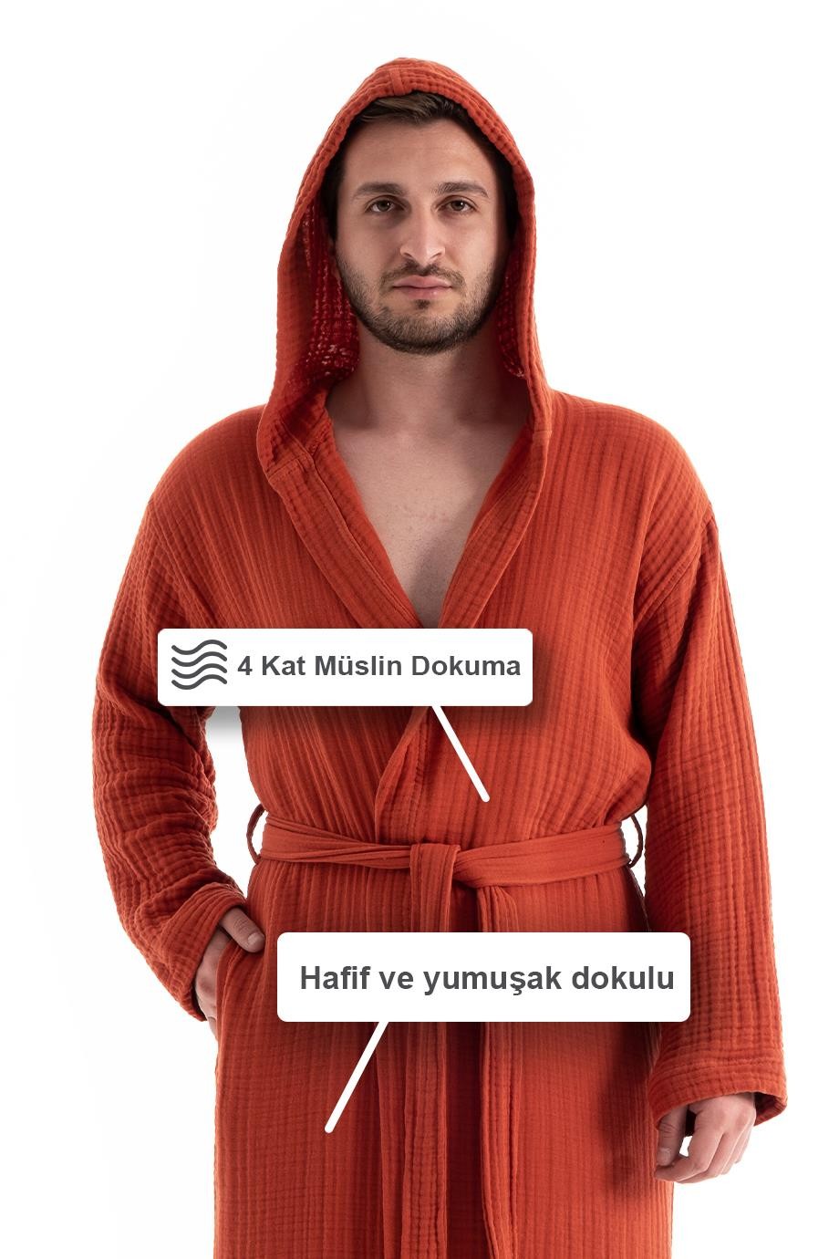 Denizli Concept-Unisex Kapşonlu 4 Kat Müsli̇n Bornoz-Bornoz-20-Milagron.com