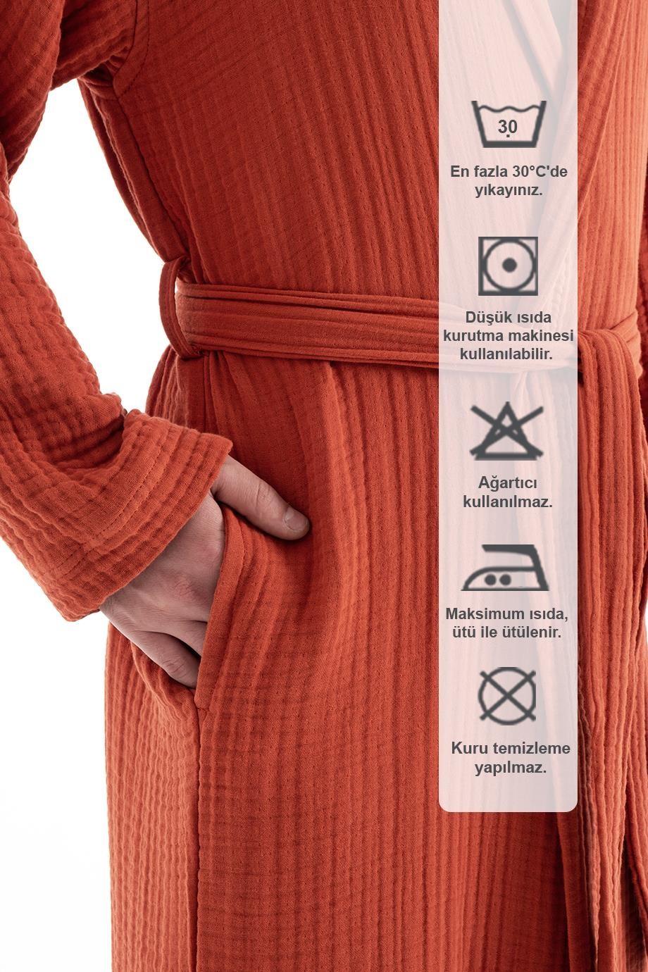 Denizli Concept-Unisex Kapşonlu 4 Kat Müsli̇n Bornoz-Bornoz-21-Milagron.com