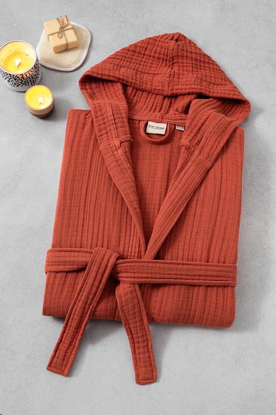 Denizli Concept-Unisex Kapşonlu 4 Kat Müsli̇n Bornoz-Bornoz-22-Milagron.com