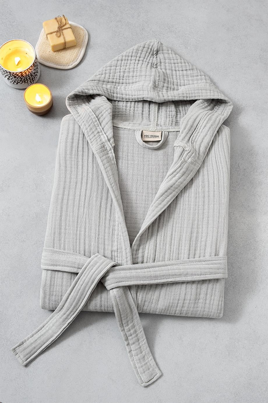 Denizli Concept-Unisex Kapşonlu 4 Kat Müsli̇n Bornoz-Bornoz-5-Milagron.com