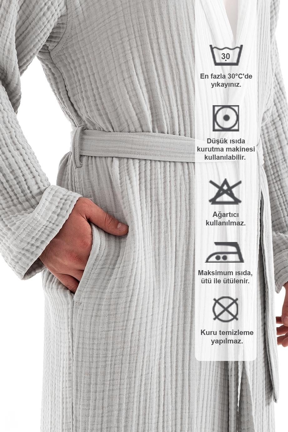 Denizli Concept-Unisex Kapşonlu 4 Kat Müsli̇n Bornoz-Bornoz-6-Milagron.com