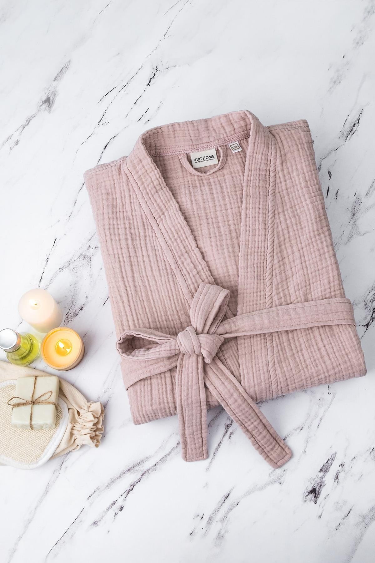 Denizli Concept-Unisex Ki̇mono Müsli̇n Bornoz Havlu Seti̇-Bornoz Seti-16-Milagron.com