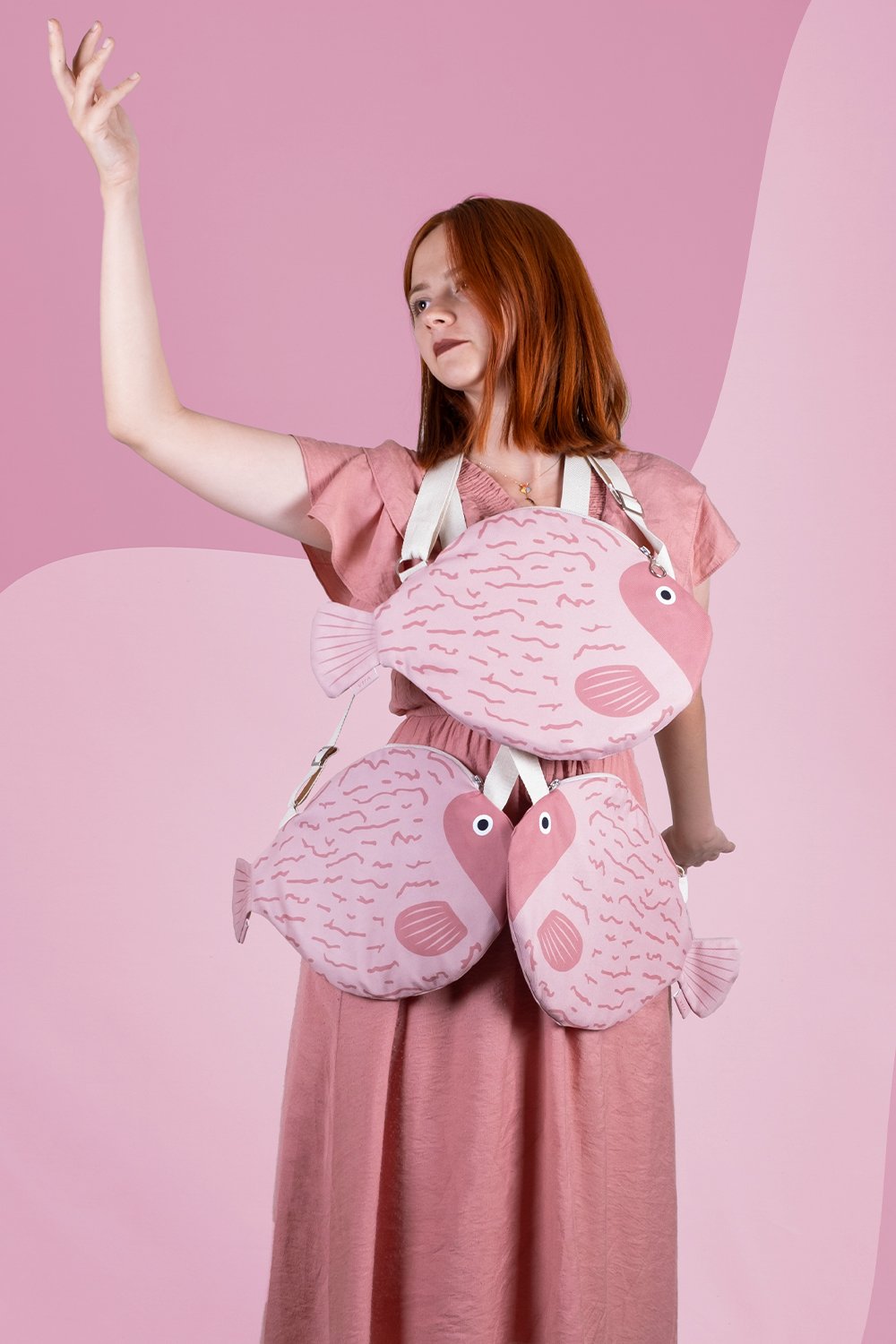 Design Vira-Pink Blowfish-Omuz Çantası-1-Milagron.com