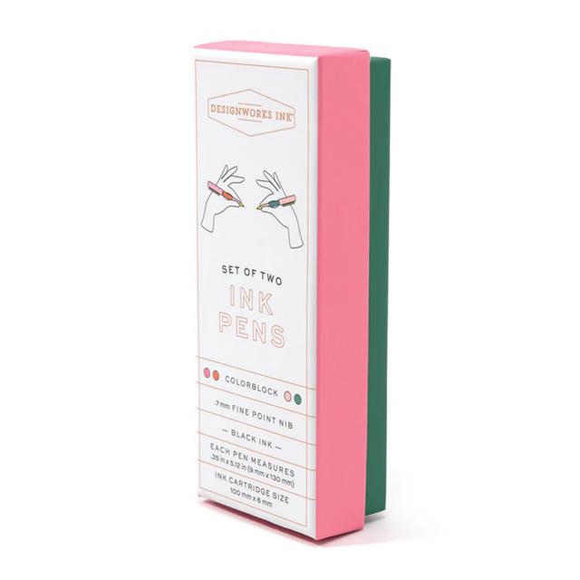 Designwork Ink-Colour Block İkili Tükenmez Kalem Seti Red, Orange & Emerald-Roller Kalem-1-Milagron.com
