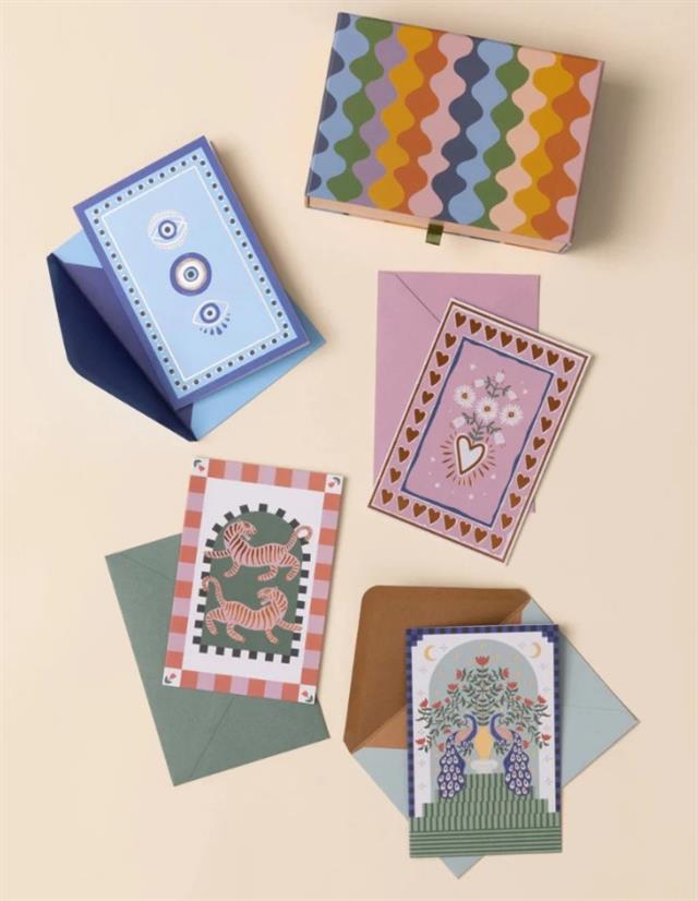 Designwork Ink-Designworks Ink Adopo Notecard Set 16'lı Set Eye, Tiger, Heart, Peacock-Aksesuar-7-Milagron.com