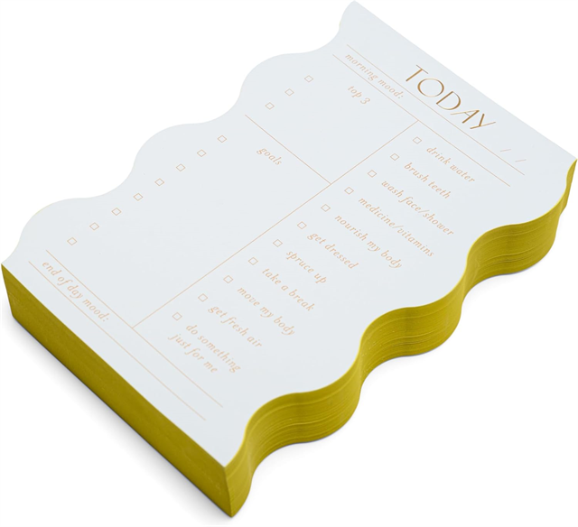 Designworks Ink Wavy Daily Self Care, Priorities, And Goals Notepad, 180 Sayfa, Sage