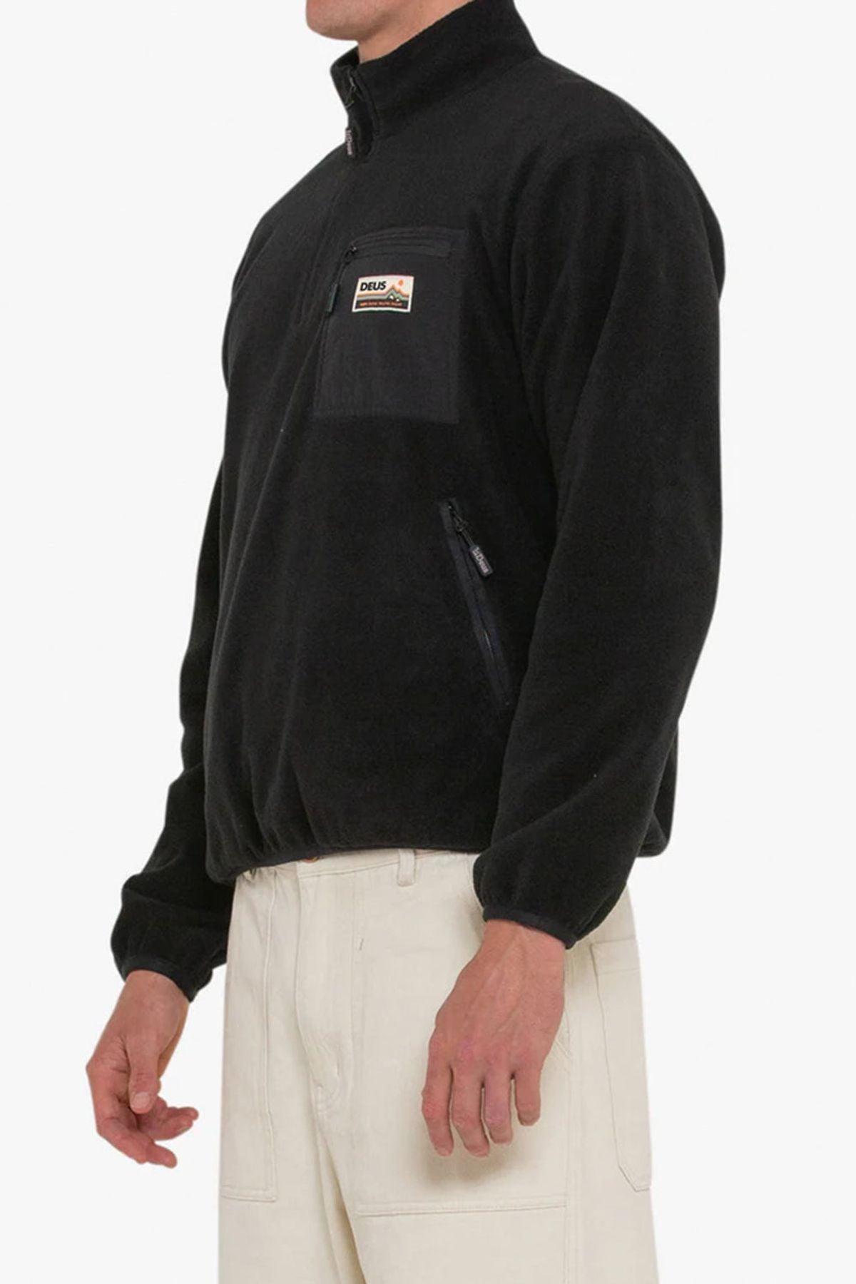 Deus-Munster Zip Polar Fleece Trek Black-Sweatshirts & Hoodies-2-Milagron.com