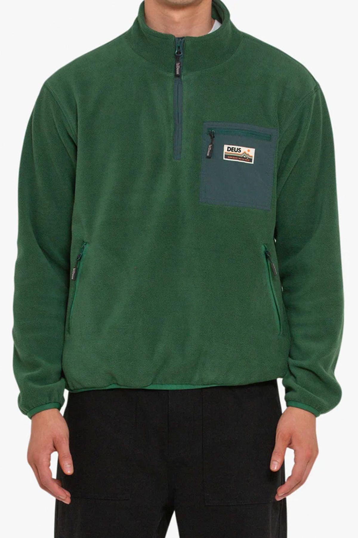 Deus-Munster Zip Polar Fleece Trek Green-Sweatshirts & Hoodies-1-Milagron.com