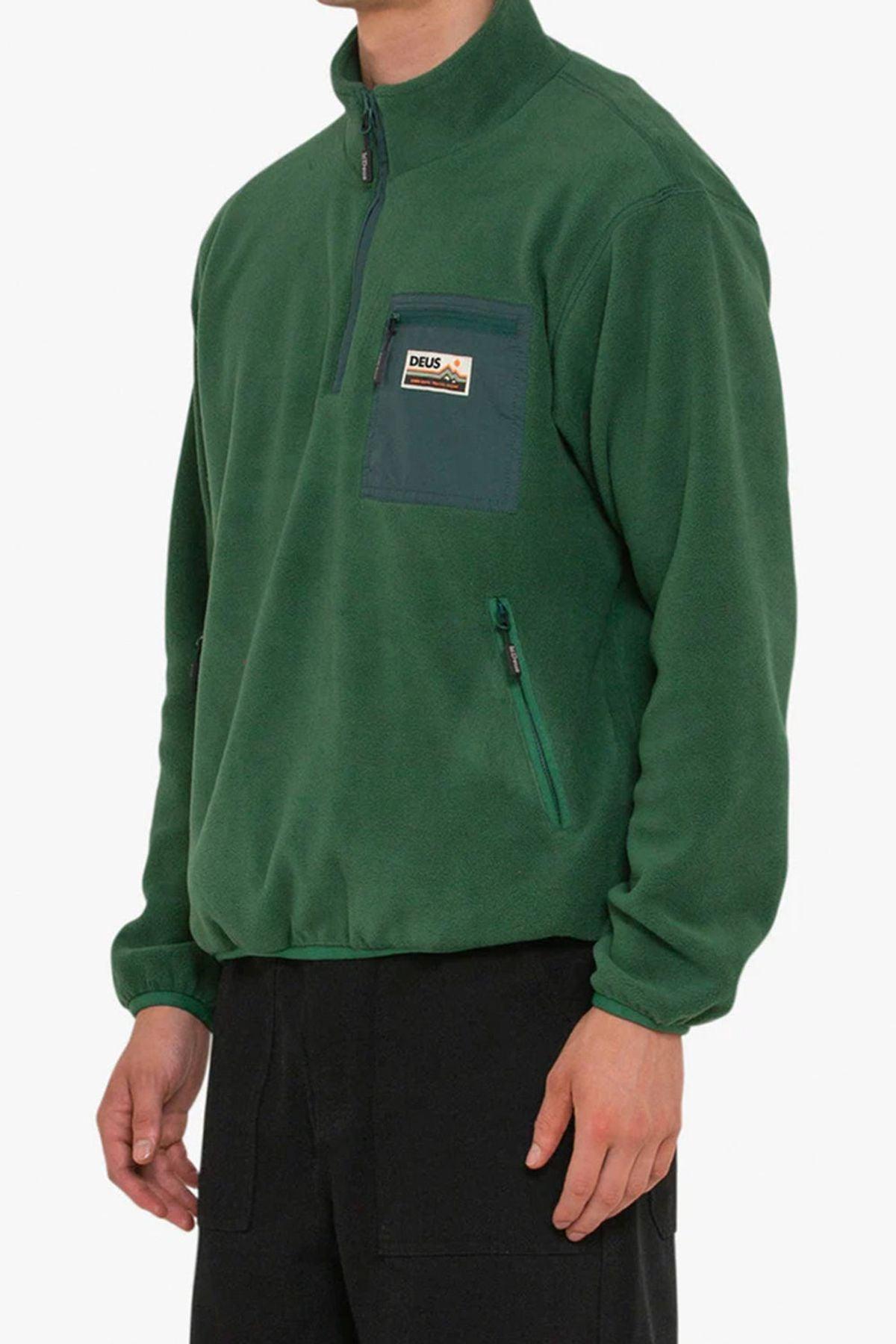 Deus-Munster Zip Polar Fleece Trek Green-Sweatshirts & Hoodies-2-Milagron.com