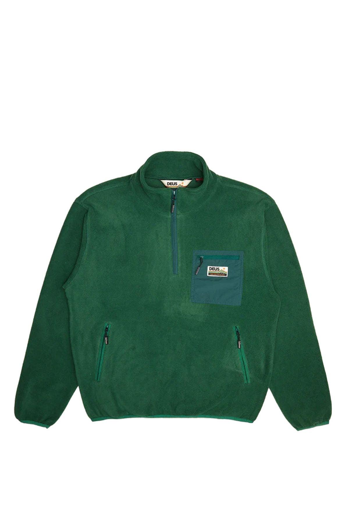 Deus-Munster Zip Polar Fleece Trek Green-Sweatshirts & Hoodies-4-Milagron.com