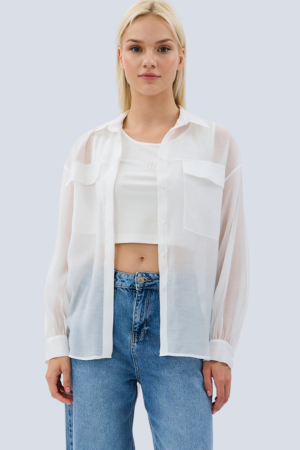 Diagonal-Arkadan Bağlamalı Gömlek (Ekru)-GÖMLEK-1-Milagron.com