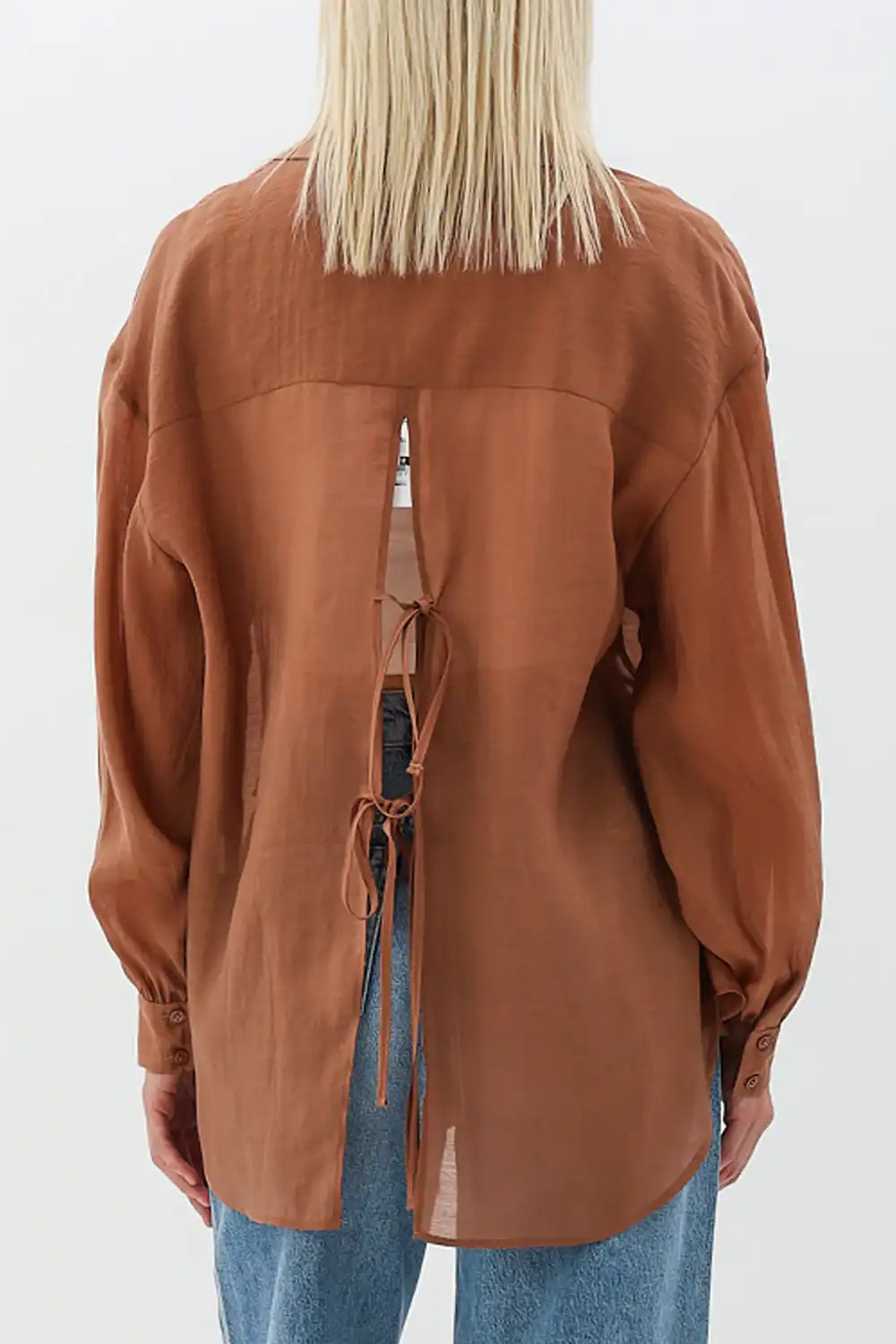Arkadan Bağlamalı Gömlek (Kahverengi)