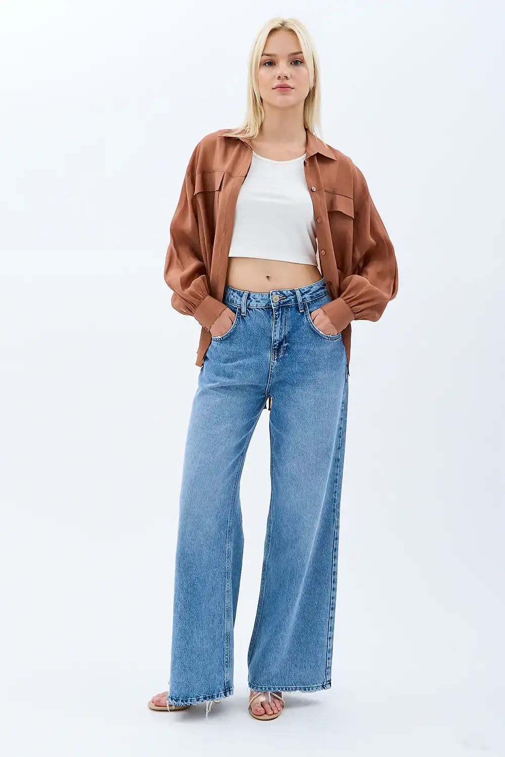 Arkadan Bağlamalı Gömlek (Kahverengi)