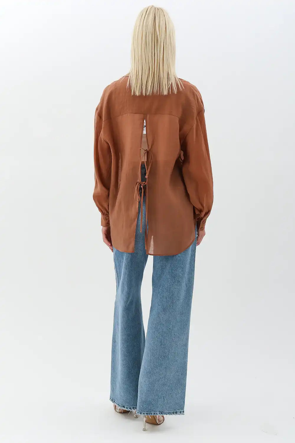 Arkadan Bağlamalı Gömlek (Kahverengi)